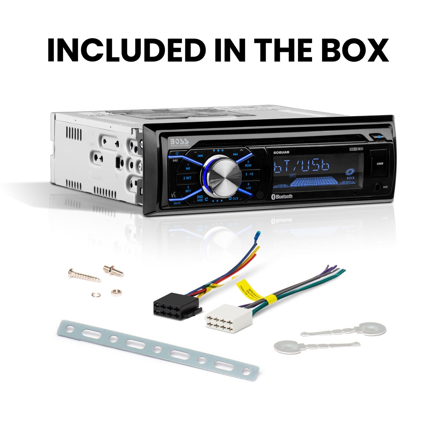 Boss Audio 508UAB In-Dash Single-DIN CD/USB/SD/MP3 Player Receiver Bluetooth Streaming Bluetooth Hands-Free with Remote