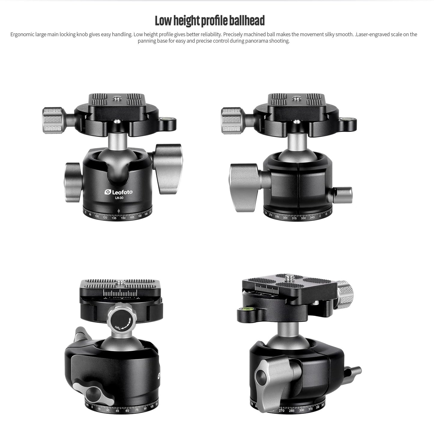 Leofoto MT-04+LH-30 Mini Tripode Plegable de Aluminio Negro con Cabeza de Bola y Bolsa