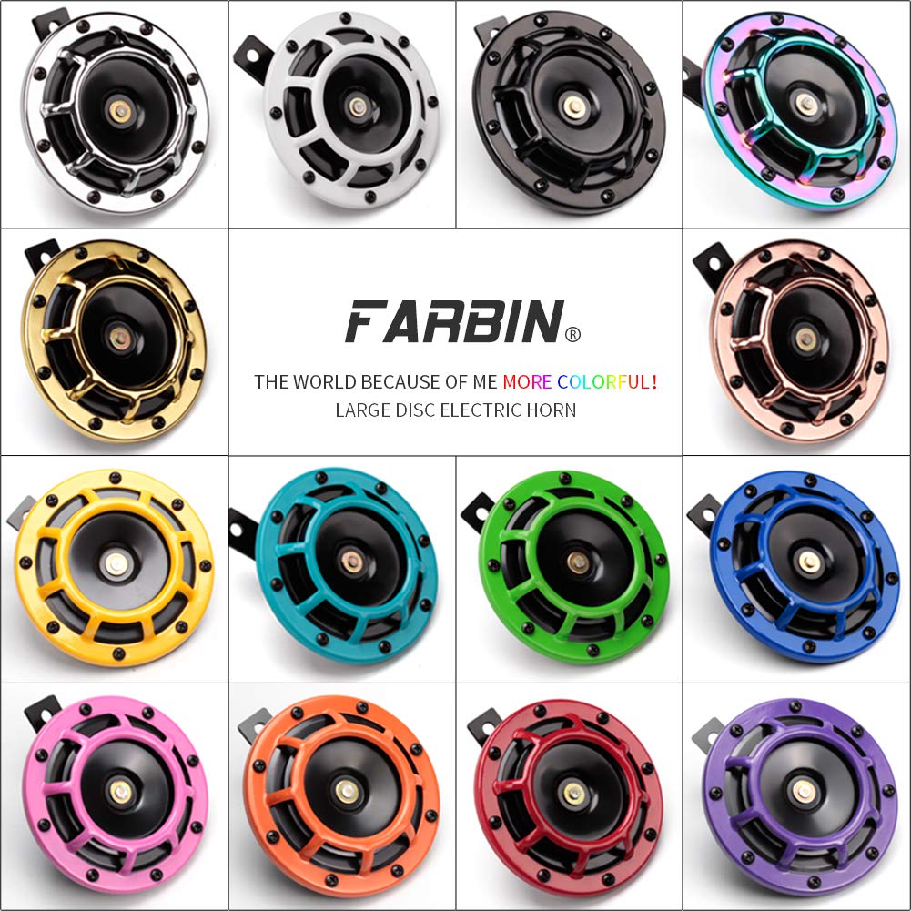 FARBIN - Bocina de coche de 12 V, bocina de tren eléctrico de tono alto, tono bajo, bocina de coche con parrilla protectora (verde)