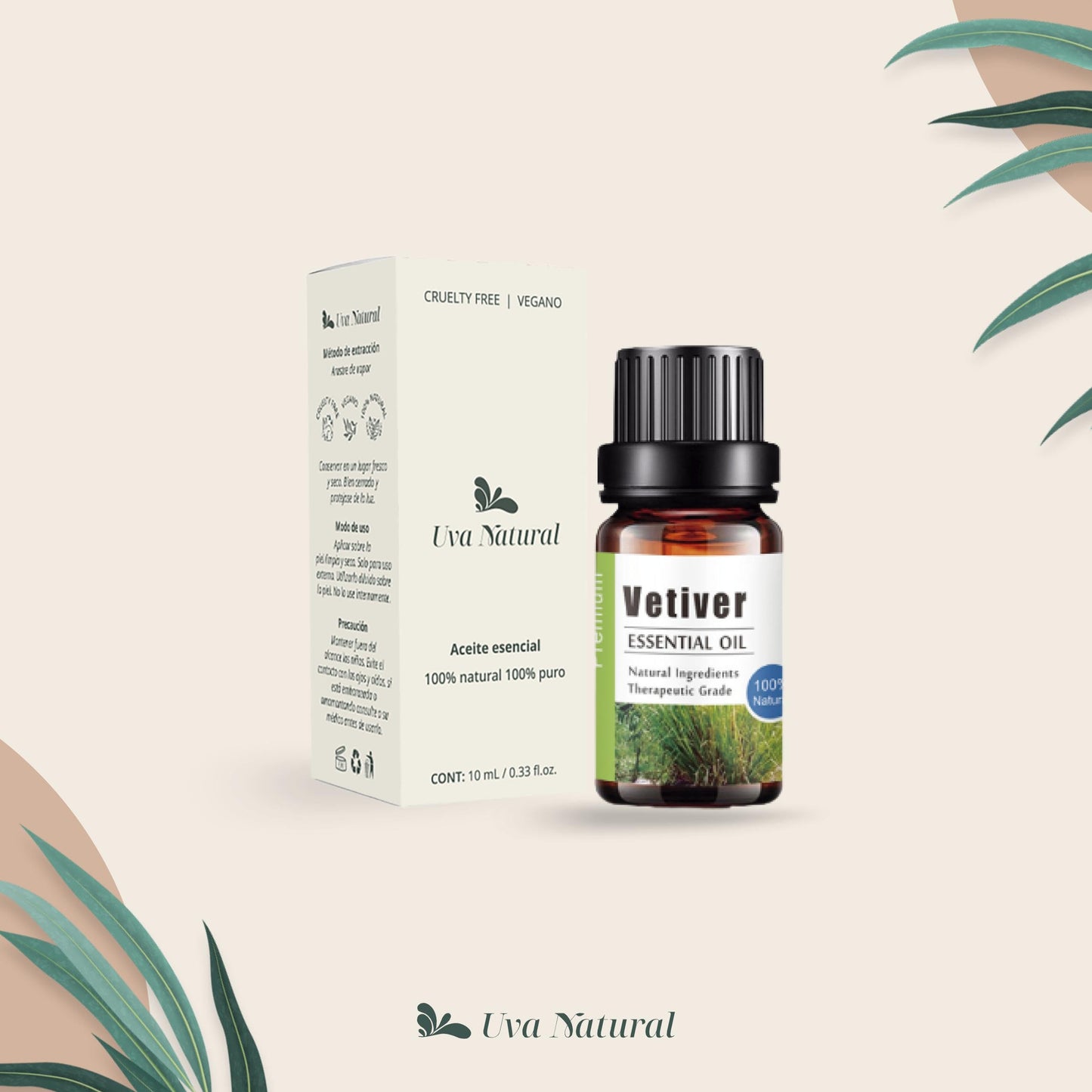 Aceites Esenciales Vetiver Natural UVa Conjunto de Difusores y Humidificadores Aromaterapia 10 ML