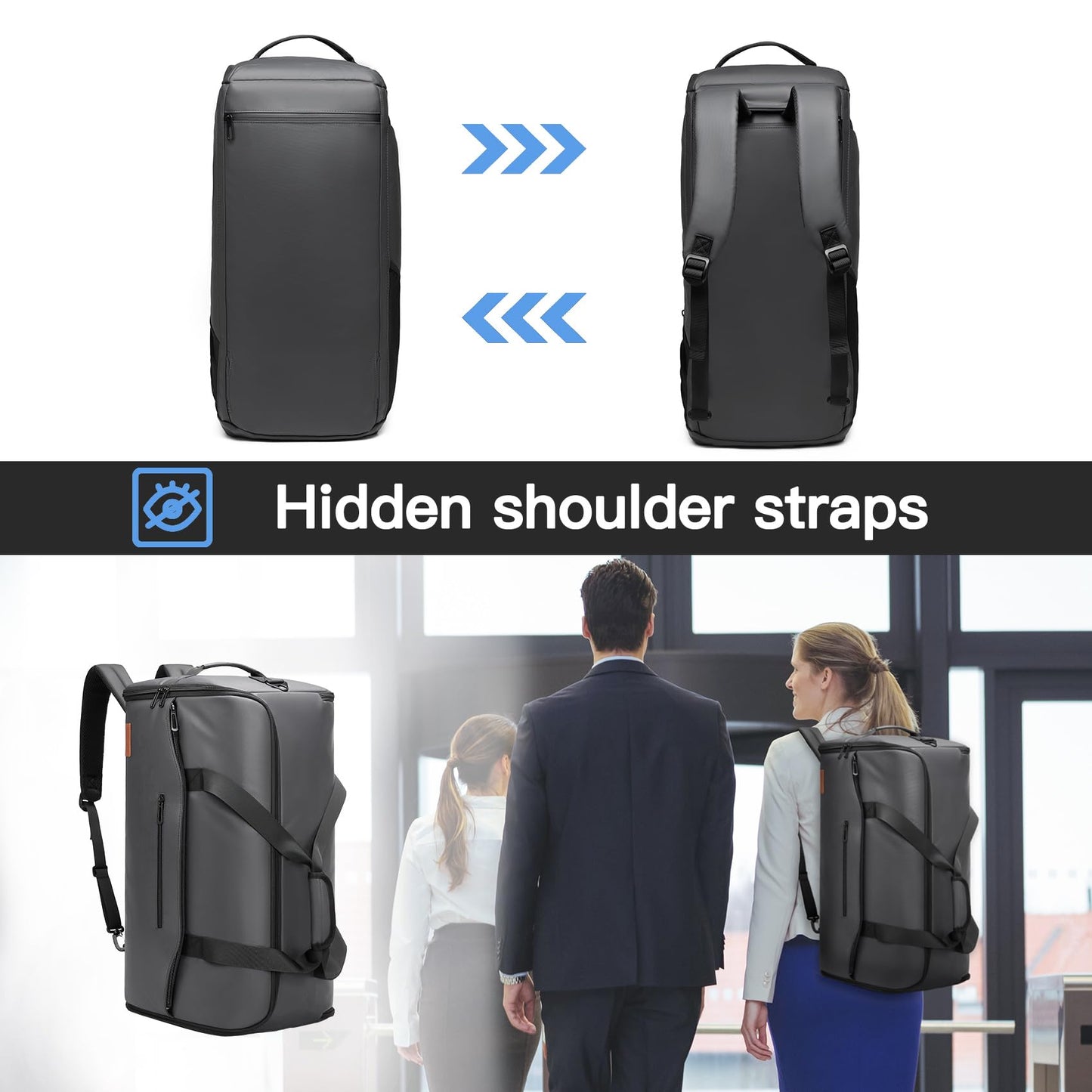 Bolsas de ropa para viajes, bolsas de traje para hombres, viajes, bolsa de ropa con compartimento para zapatos, bolsa de ropa convertible 2 en 1 impermeable con correa para el hombro,Moda y negocios