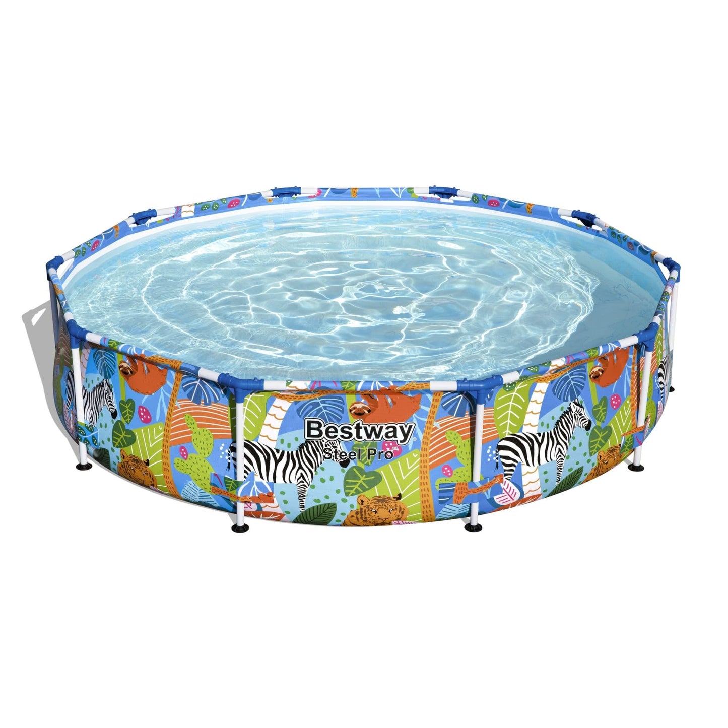 Bestway Steel Pro Frame - Piscina sin Bomba (diámetro 305 x 66 cm), diseño de Cebra Multicolor