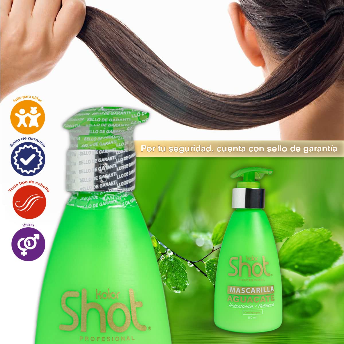 Mascarilla para Cabello Kolor Shot Aguacate Tratamiento Reconstructor Hidrata y Nutre