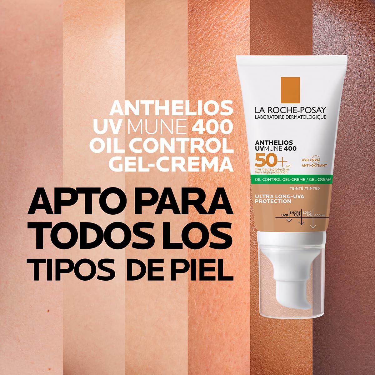 La Roche Posay Anthelios Toque Seco con Color FPS 50+ Protector Solar Facial para Piel Grasa, 214.2 ml