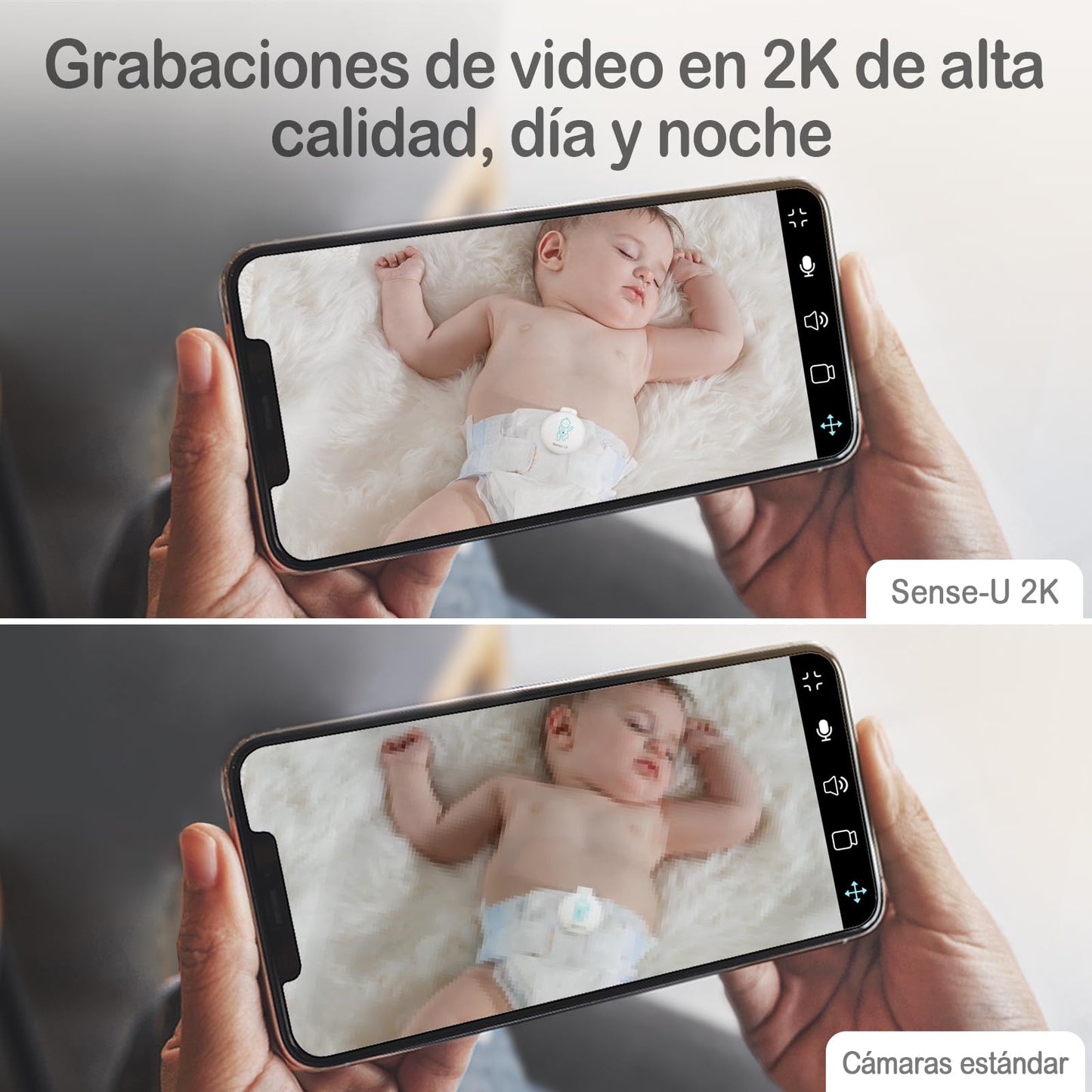 Monitor de Bebé Sense-U Video con Cámara Remota Pan-Tilt-Zoom en Visión Nocturna y Audio de Fondo sin Cargo Mensual