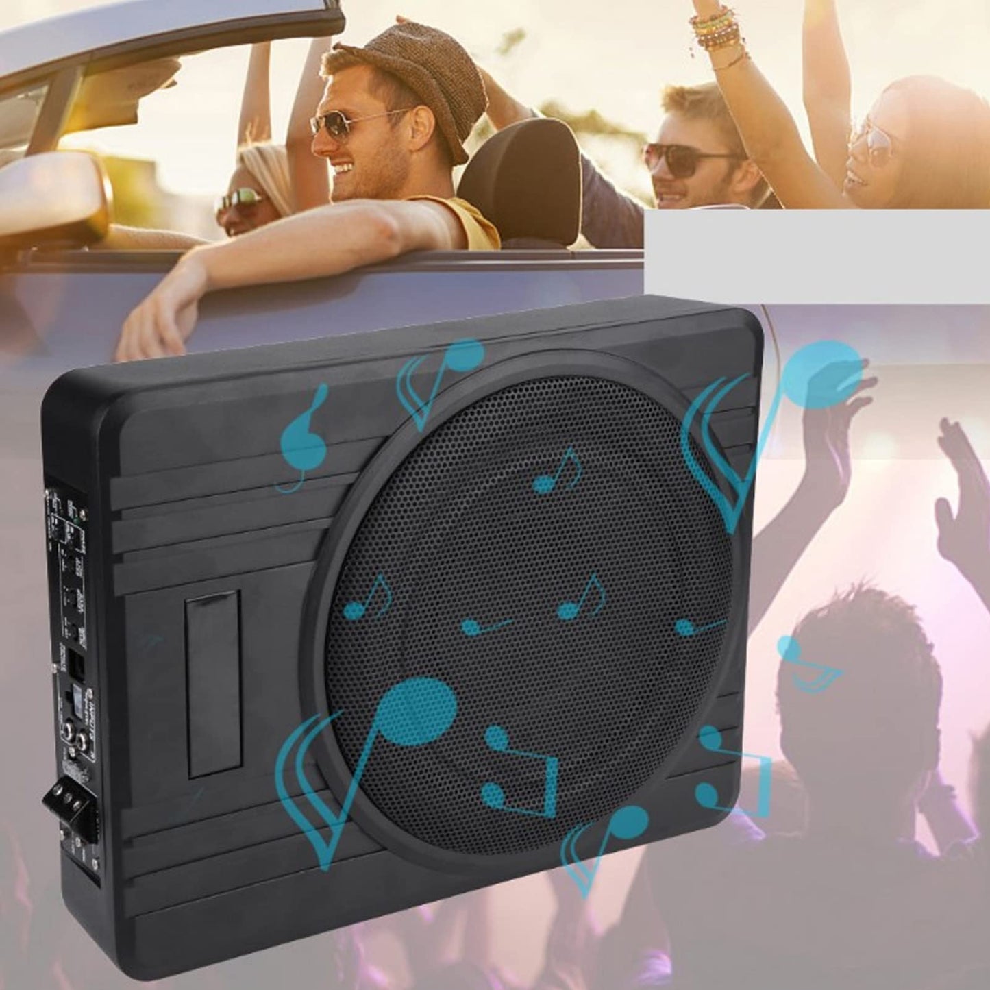 Subwoofer Compacto para Debajo del Asiento de 800 W, 10 Pulgadas, Subwoofer Delgado de 13,6 X 10,2 X 2,7 Pulgadas para Camión, Subwoofer para Automóvil, Amplificador Delgado,