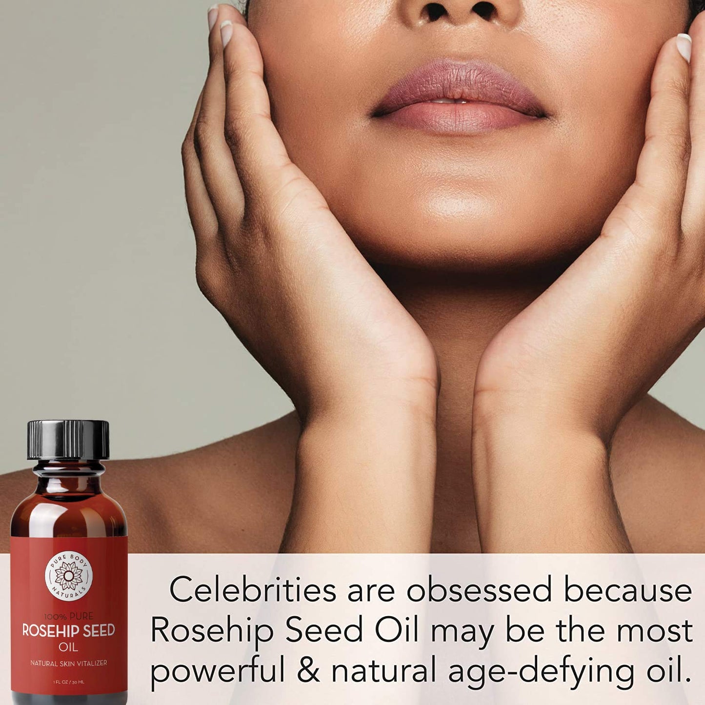 Rosehip Seed Oil, Cold Pressed & 100% Pure Rosehip Oil for Face, Nails, Skin, and Body by Pure Body Naturals, 1 Fl. Ounce