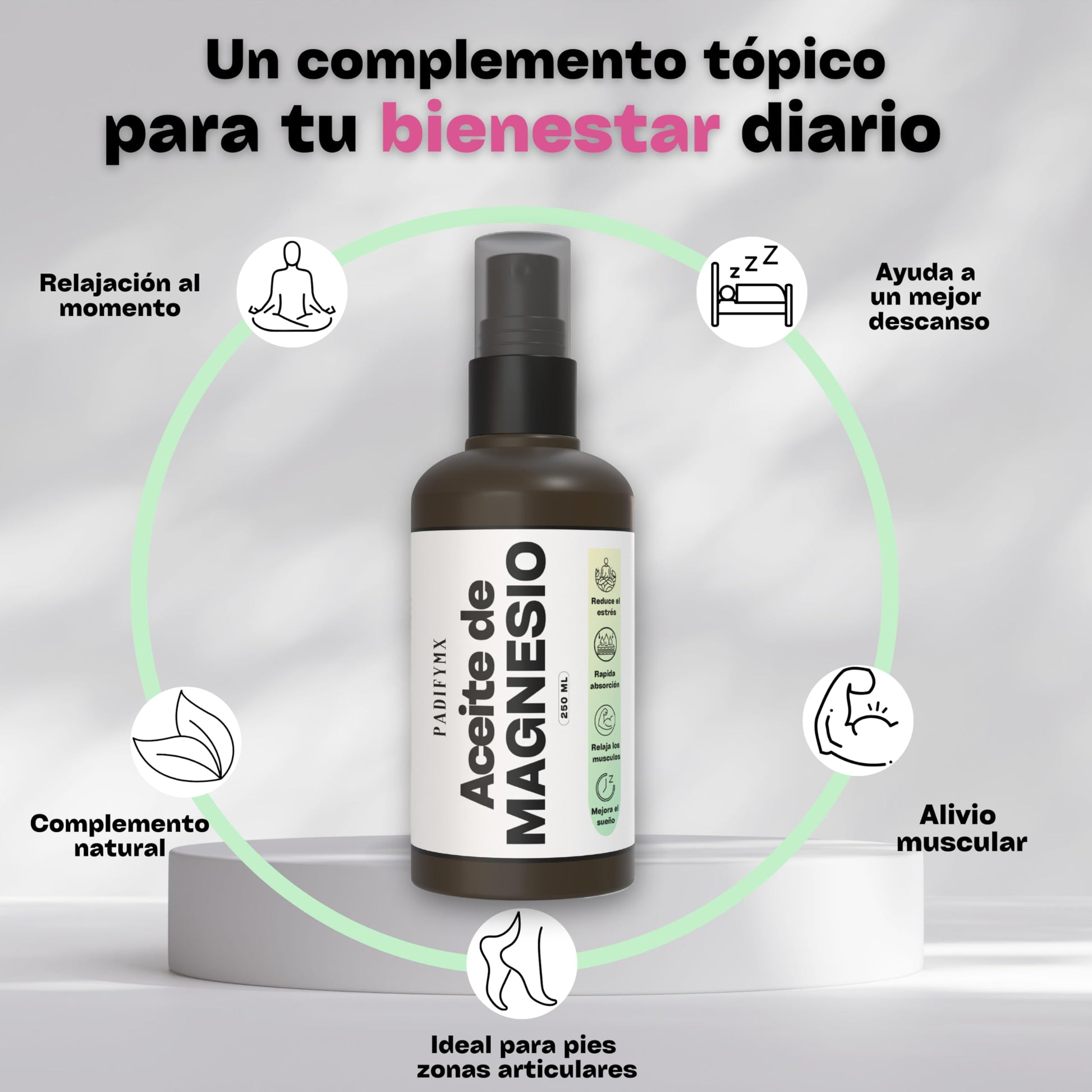 Aceite Orgánico de Magnesio Premium para Alivio Muscular y Estrés - 250ml - Calidad Superior en Productos Naturales.