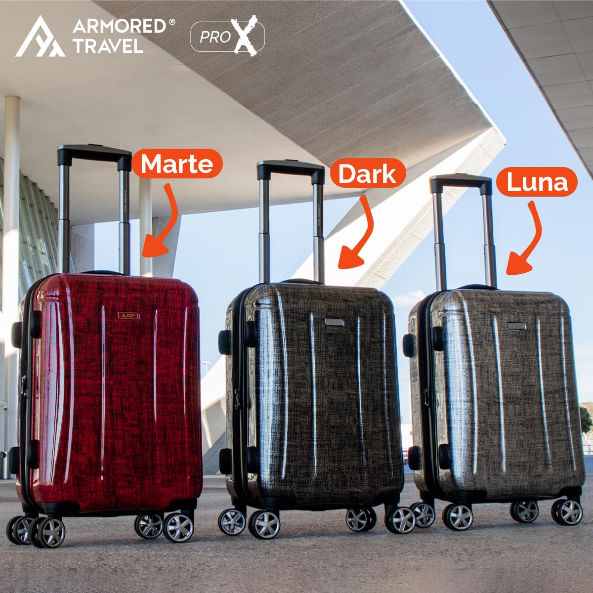 Maleta De Viaje Carry On 20" de Mano Cabina Policarbonato 10kg Rígida Expandible PRO-X Con * TSA Lock * Luggage suitcase Armored Travel (Negro-Dark)