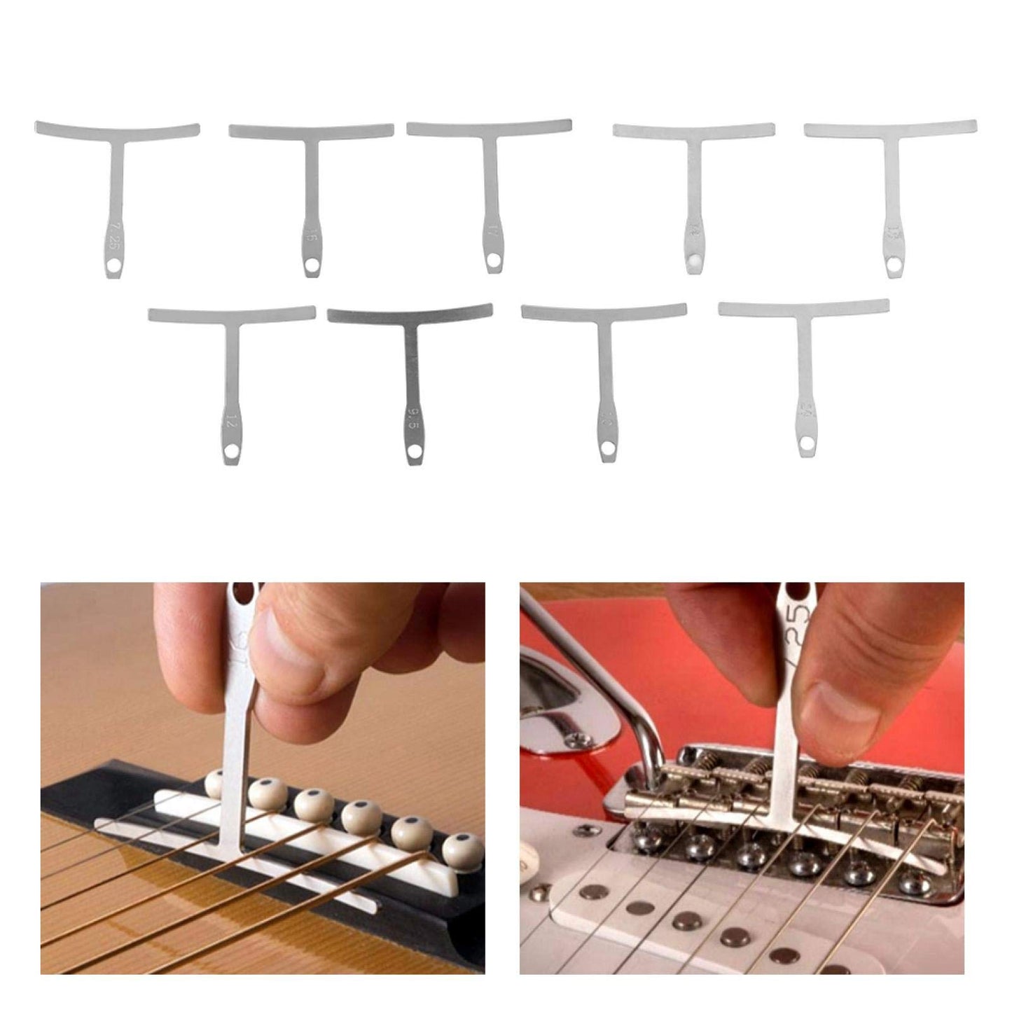 Calibres de cuerda, calibre de radio de guitarra de metal profesional preciso para guitarra para puente, diapasón, sillín para bajo