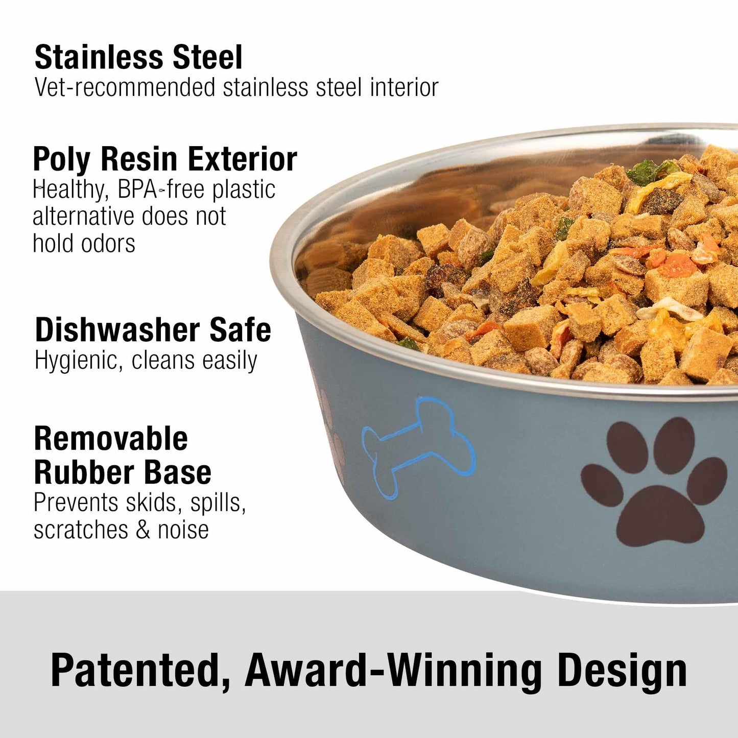 Loving Pets - Bella Bowls - tazón de Agua para Comida para Perros, sin Punta, Acero Inoxidable, a Prueba de derrames (tamaño Grande, Azul arándano)
