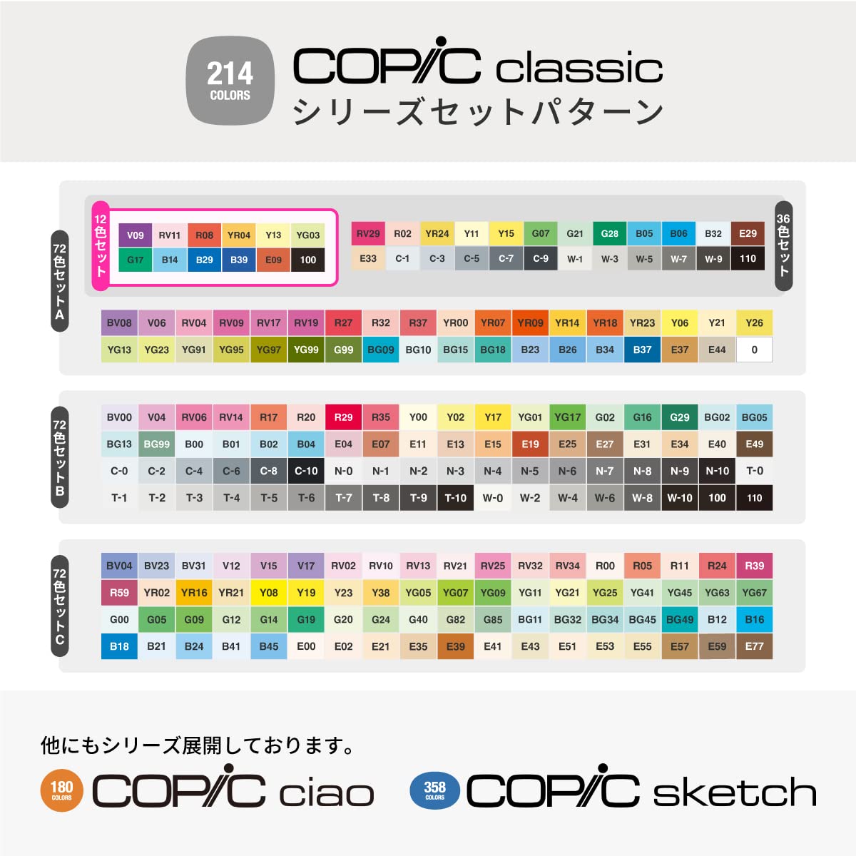 Copic Juego de marcadores de 12 piezas (básico)