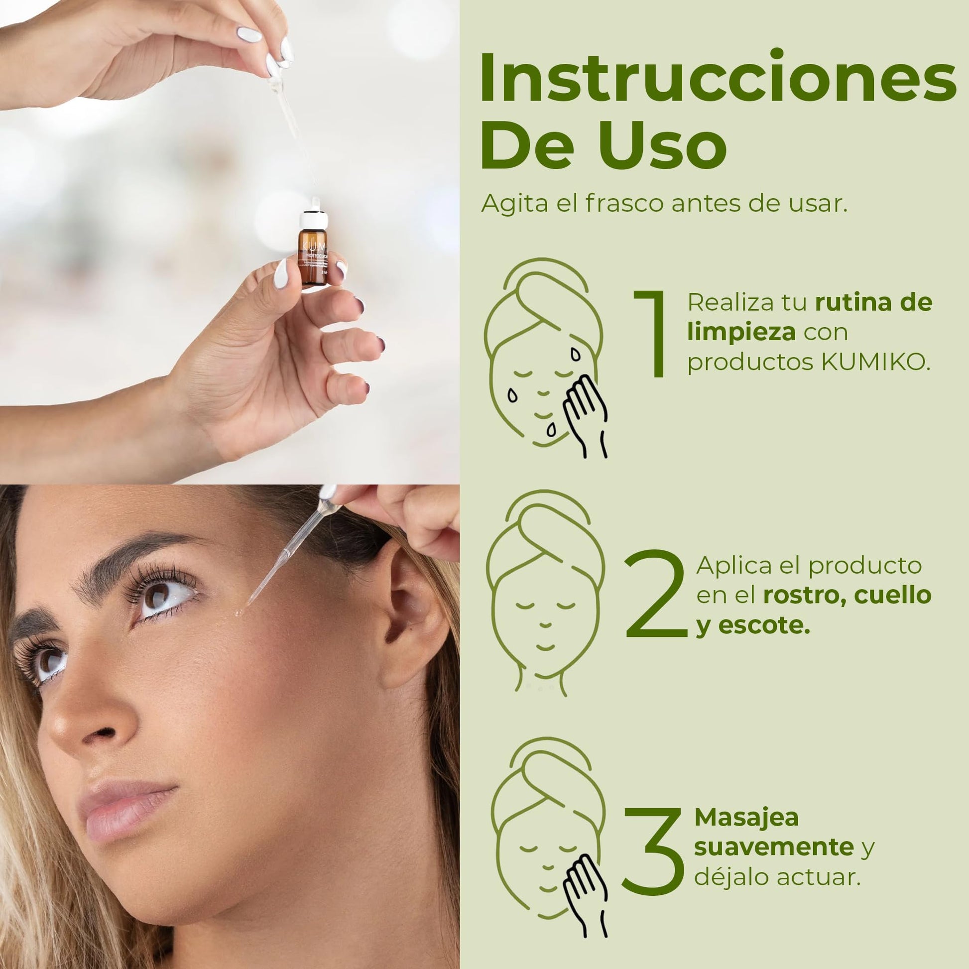 KUMIKO Matcha Intense Recovery - Suero Facial Hidratante con Proteoglicanos, Antienvejecimiento y Corrector de Arrugas - Reduce las Bolsas en el Rostro las Líneas Finas - Cuidado de la Piel, 15 Vials