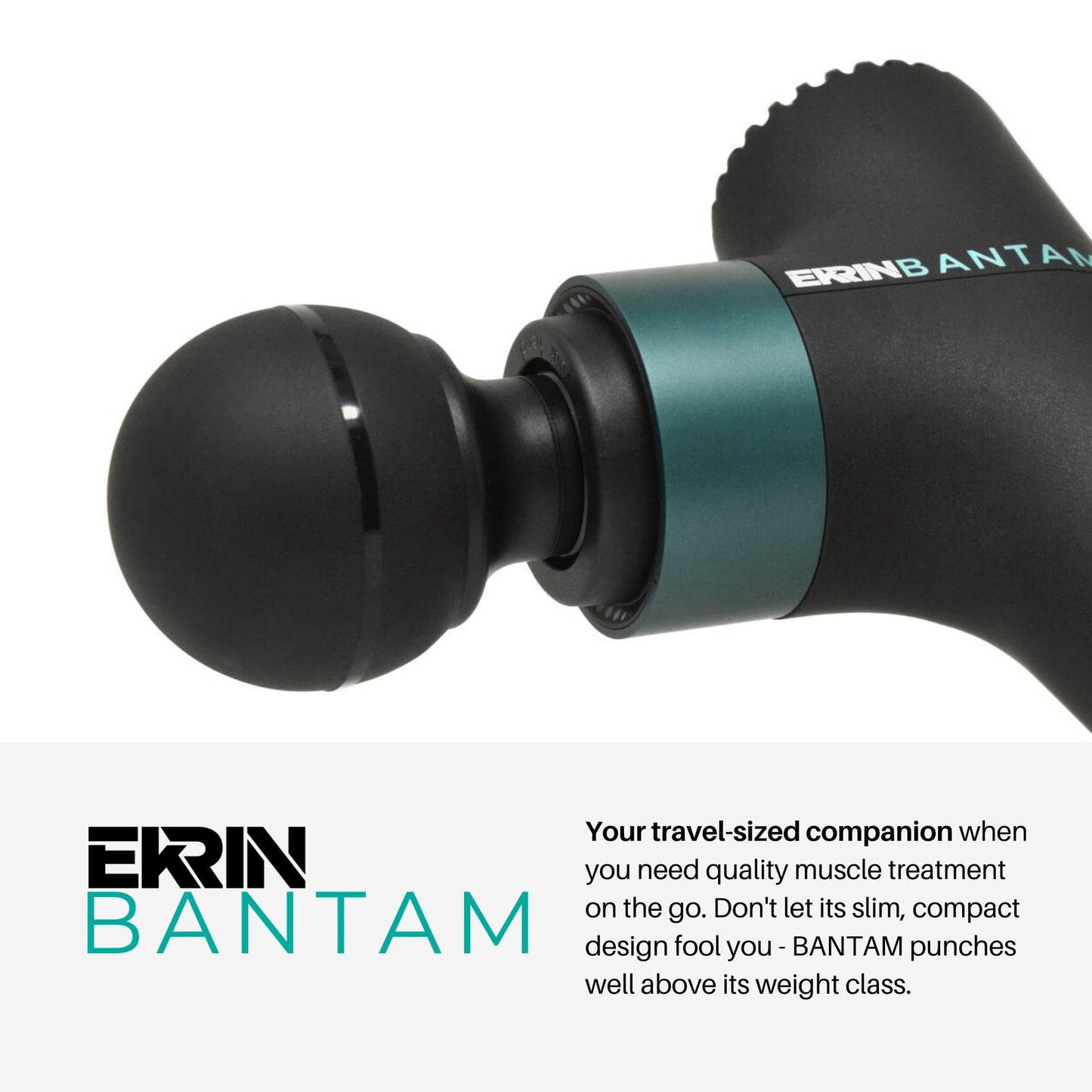 Ekrin Athletics Bantam - Mini pistola de masaje – Masajeador de percusión delgado y ligero para dolores musculares y recuperación, larga duración de la batería, 3 velocidades y 4 accesorios / Muévete mejor y recupera más rápido
