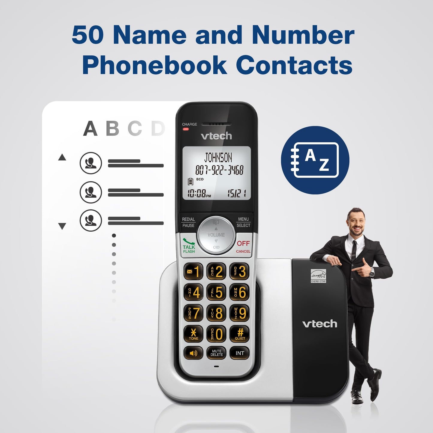 VTech - Teléfono inalámbrico con visualización Grande y Botones Grandes, DECT 6.0 con identificador de Llamadas/Llamada en Espera, Altavoz dúplex Completo, Modo Eco, último remarcado de 10 números,