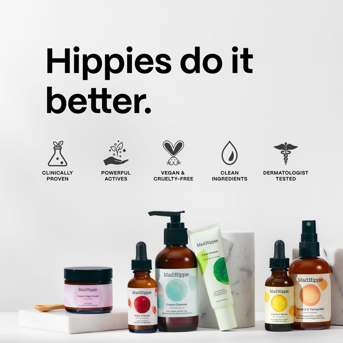 Mad Hippie Skin Care Products Face Cream with Anti Wrinkle Peptide Complex, 1.02 Fluid Ounce