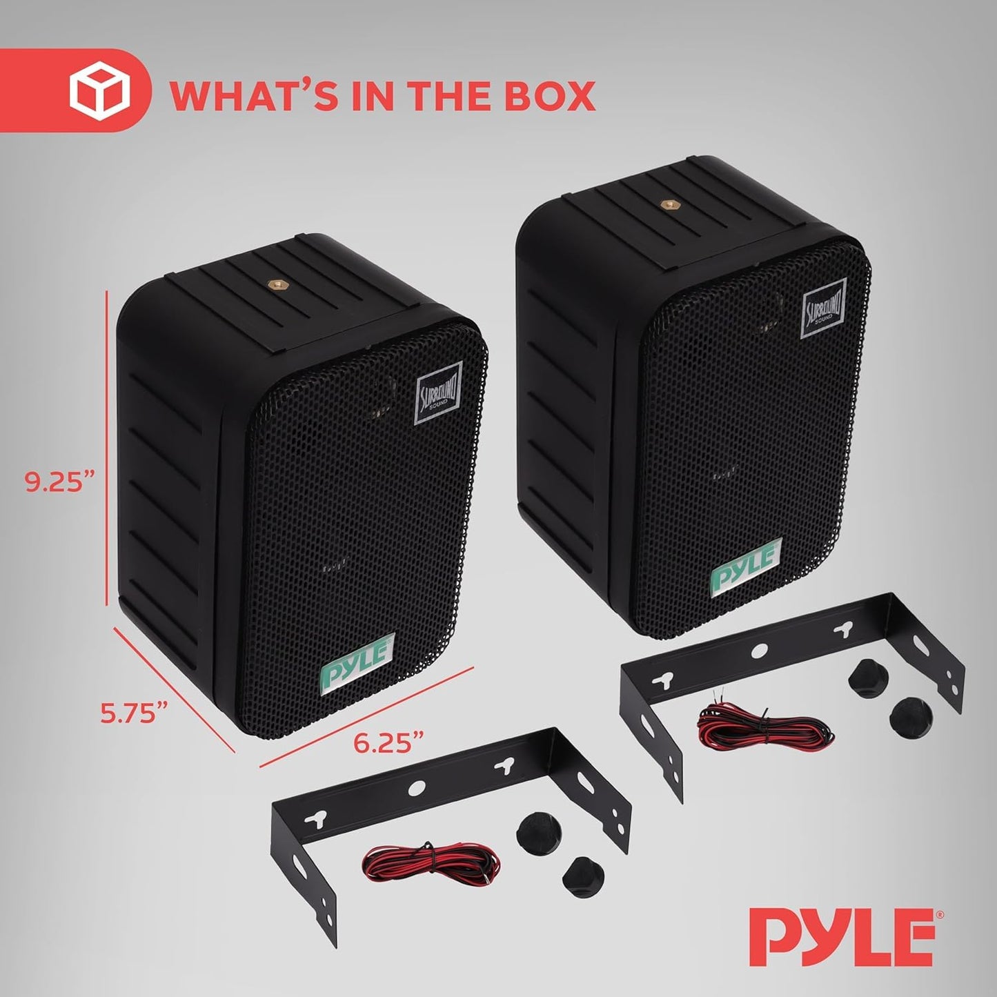 Pyle Bocinas de 5.25 Pulgadas para Interiores y Exteriores, Sistema de Sonido de Pared Resistente al Agua, 400 Watts, 1 Par, Negro