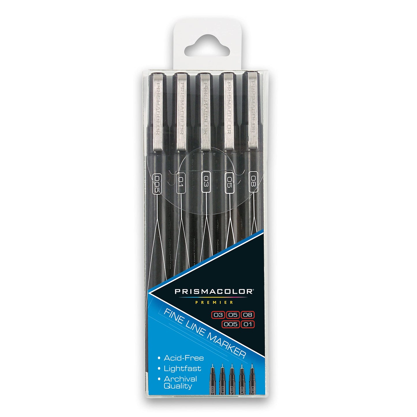 Prismacolor Premier Marcadores de ilustración, punta fina, Punta fina, Colores Variados, 5 unidades