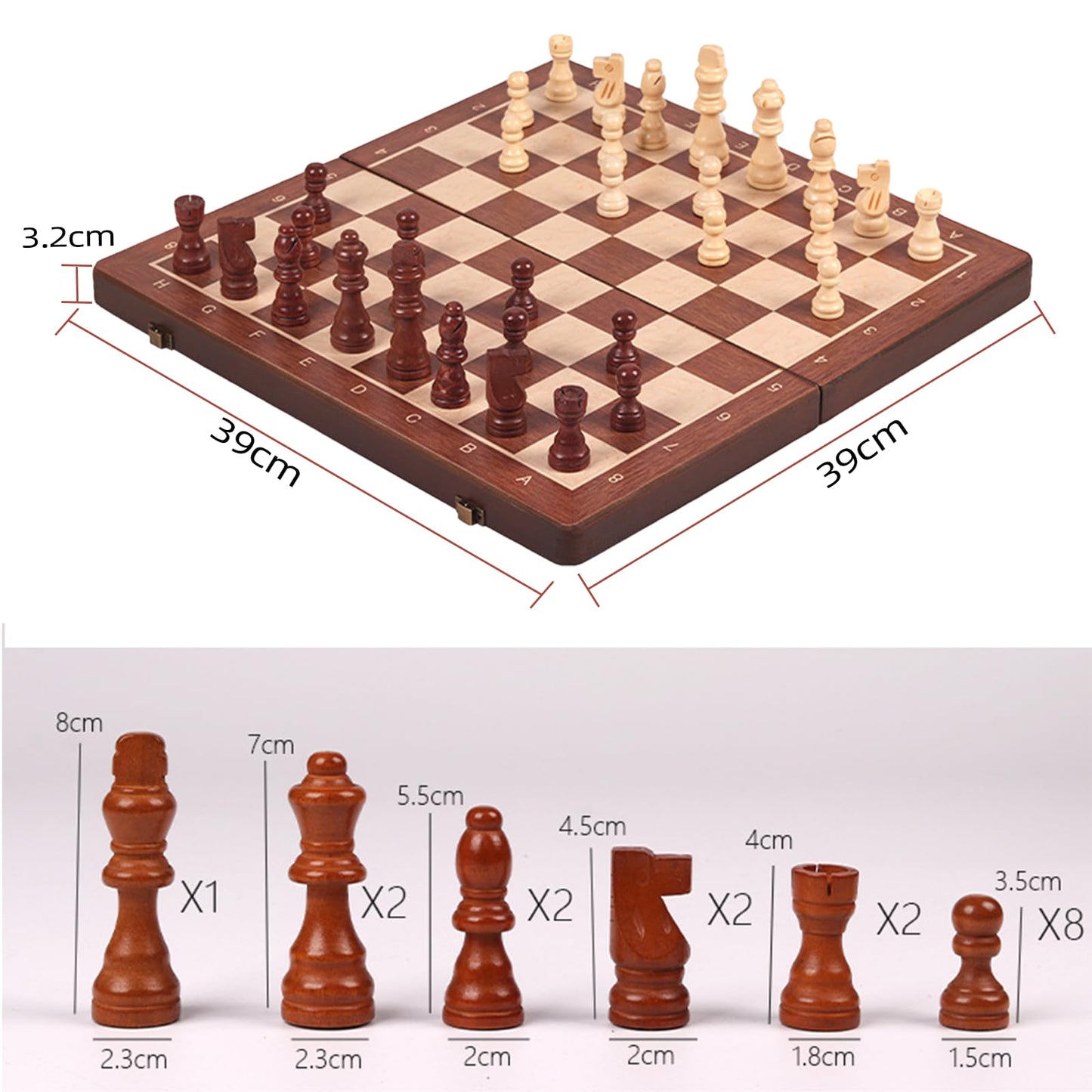 AUERQXZ Ajedrez Magnetico,Tablero de Ajedrez Plegable,Juego Chess internacional 2 en 1 diseño clásico,el juego de Ajedrez profesional profesionales y principiantes,Ajedrez niños y adultos (39 x 39 cm)