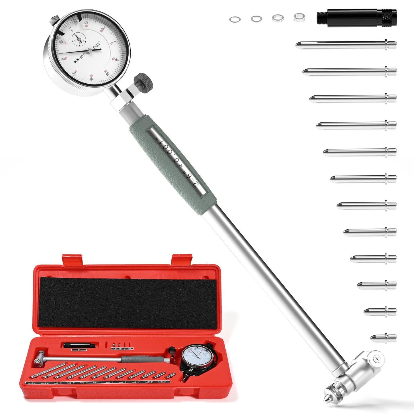 Calibre de calibre de esfera de 2 a 6 pulgadas / 0 pulgadas medidor de medición de cilindro de agujero de motor interior indicador de esfera de micrómetro para kit de herramientas de cilindro de