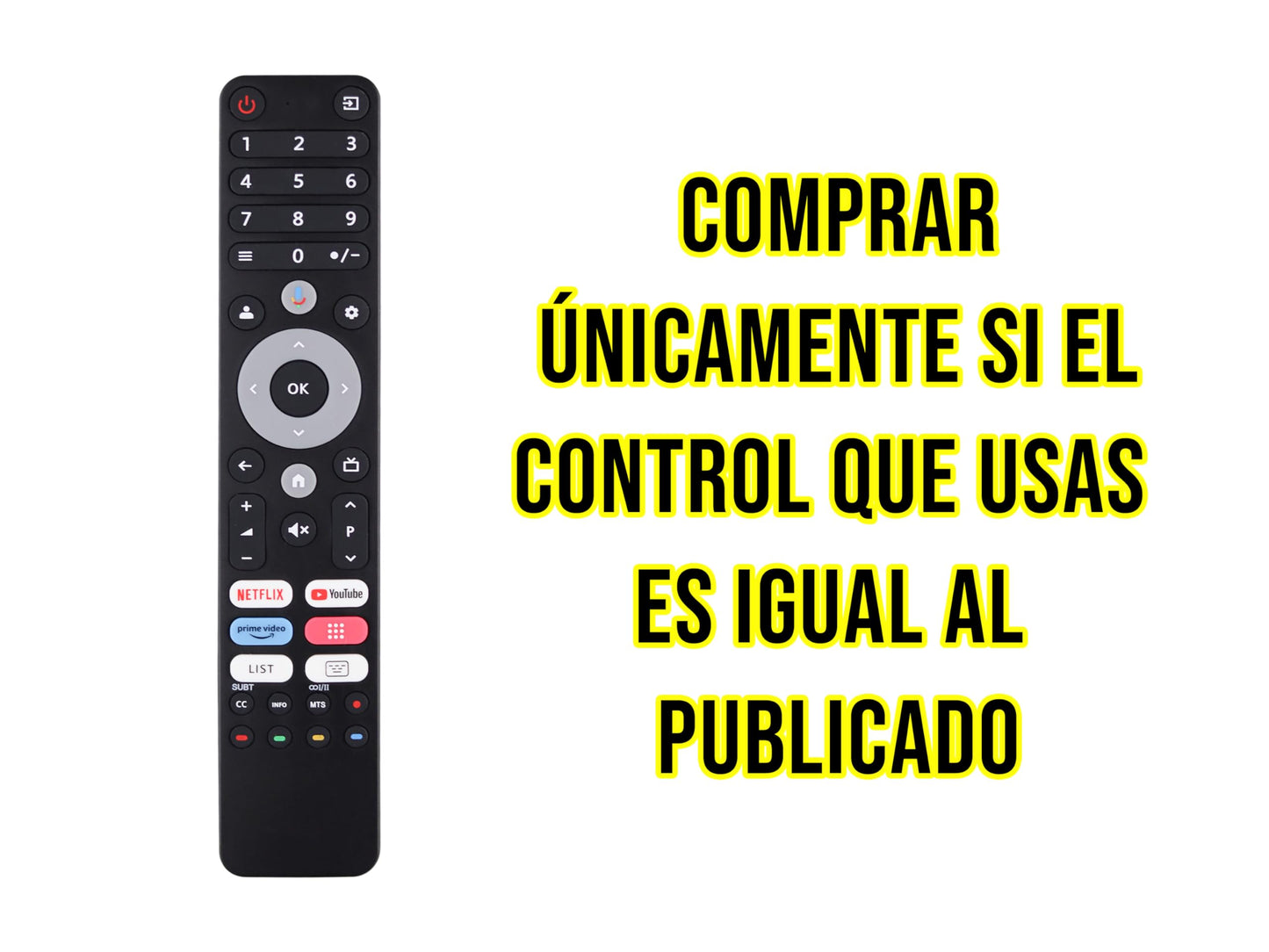 CONTROL EXPERT Control Remoto Hyundai 4k Smart TV Directo Pantalla HYLED5020G4KM Google TV
