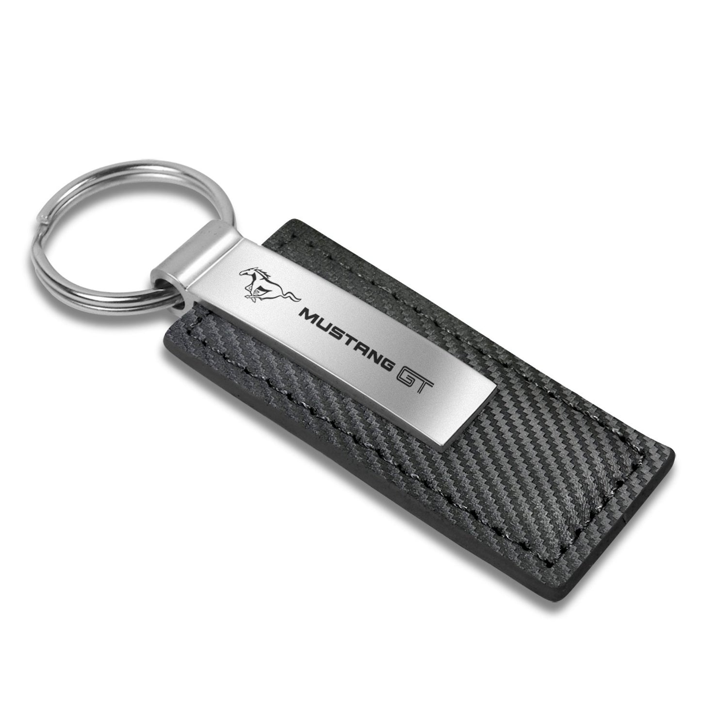 Au-TOMOTIVE Gold - Llavero rectangular de piel de fibra de carbono para Ford Mustang (negro), Negro -, Estándar, Moderno