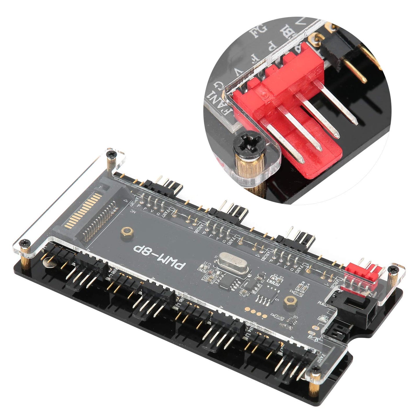2 en 1 PWM + ARGB Case Fan Hub con 5V 3pin 8 Puertos ARGB + 8 Puertos de Ventilador (4pin) para Ventilador de refrigeración de computadora