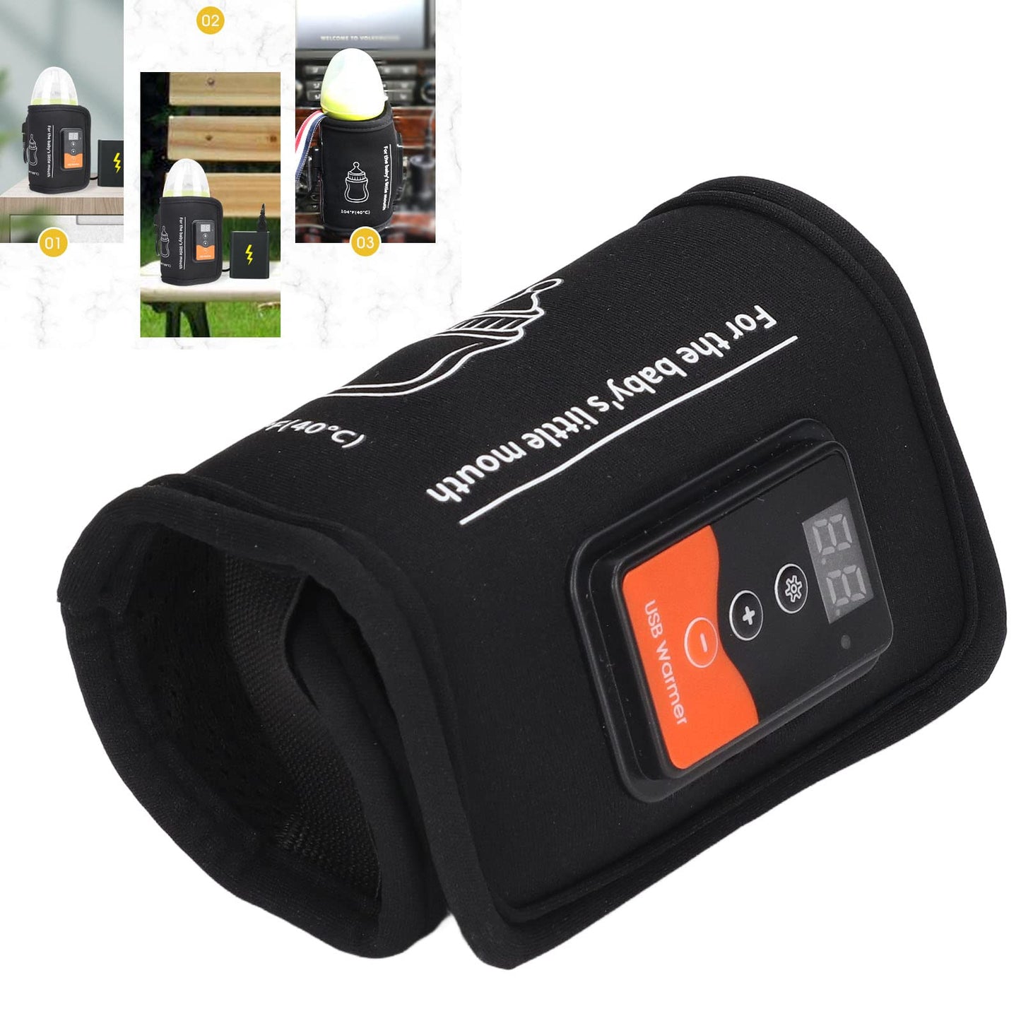 Calentador de Biberones, Mini Portátil Tipo C USB Temperatura Constante Calentamiento Rápido Artefacto de Leche Caliente Viaje de Bebé Dispositivo de Leche Caliente Aislado Ajustable Inteligente, para