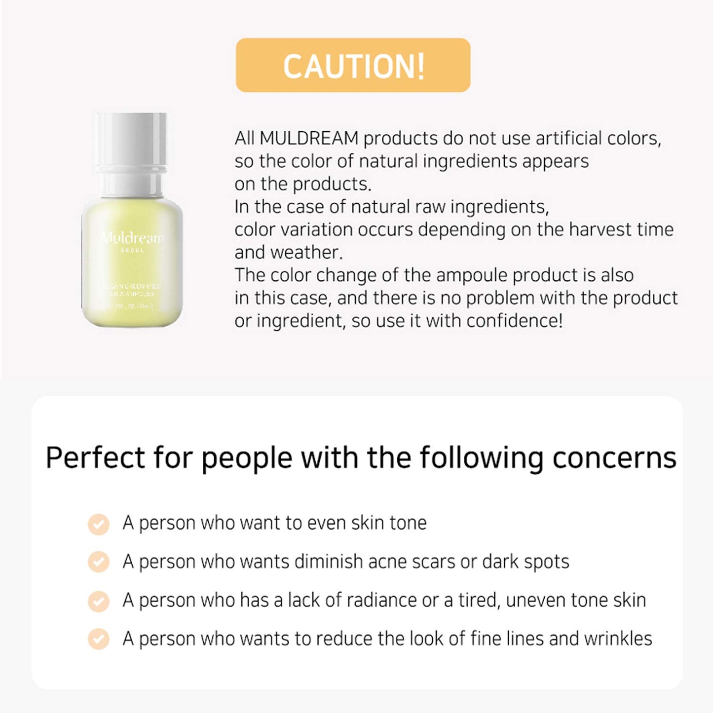 Muldream Serum Ampolleta Vegana de Vitamina C | MULDREAM Vegan Green Mild Vita Ampoule 55ml | Producto Importado de Corea | Producto Vegano | Cruelty Free | K-beauty