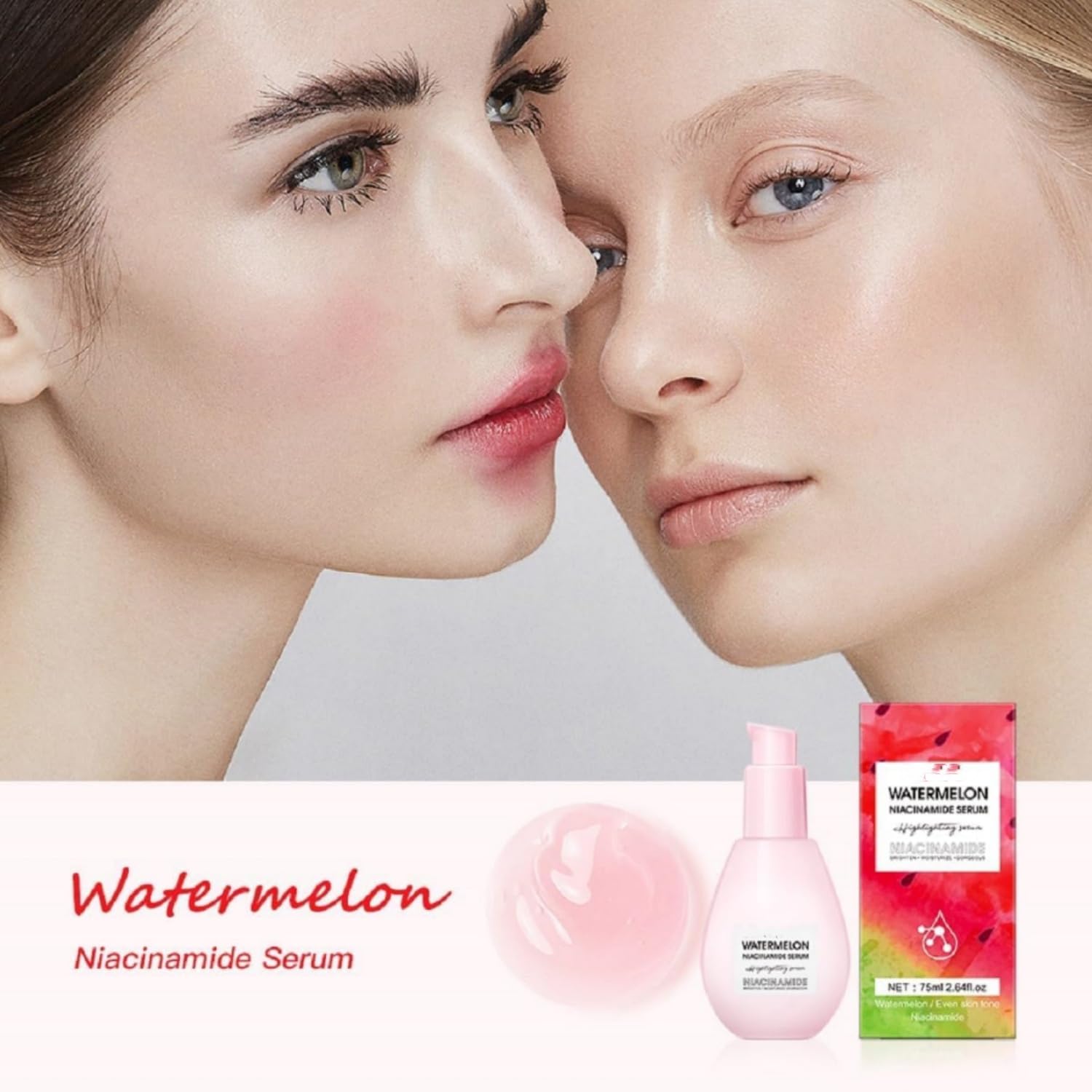 Watermelon Glow Dew Drops Suero de niacinamida, suero facial ligero y humectante con ácido hialurónico, suero facial hidratante con ácido hialurónico glicerina vitamina E