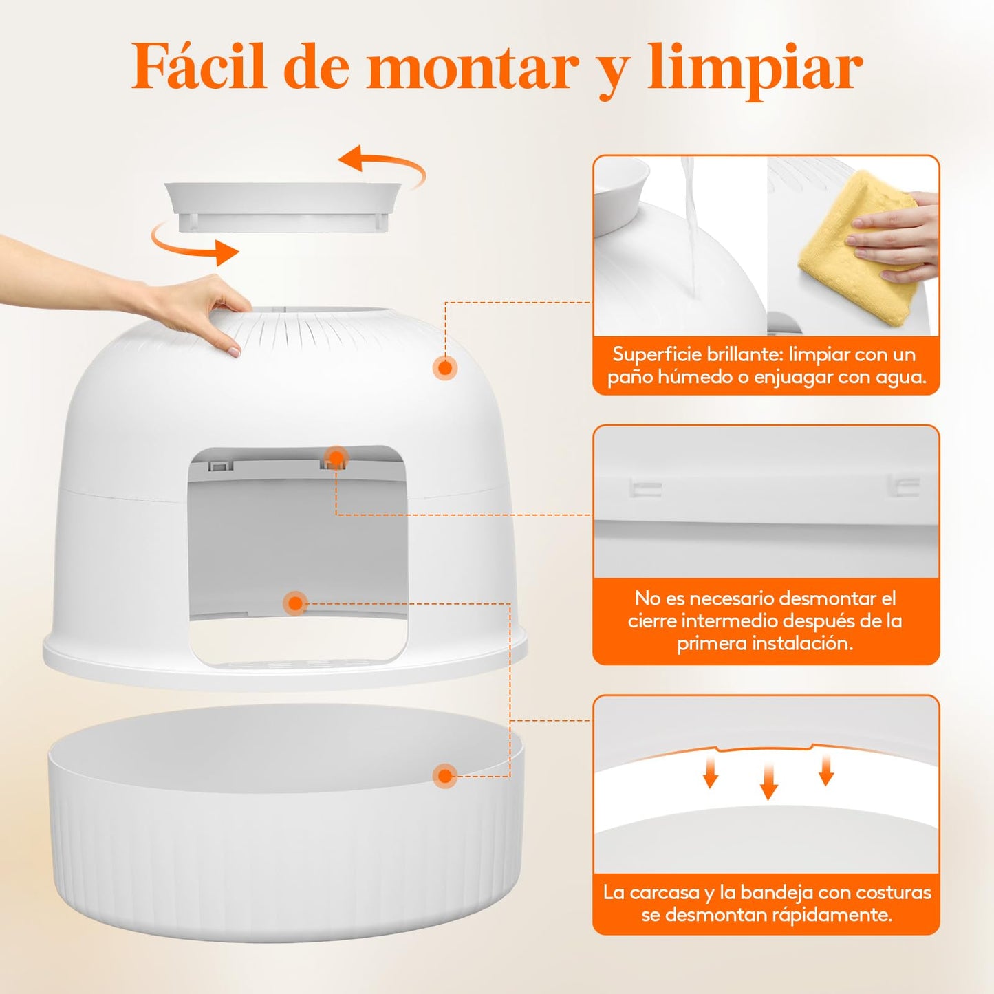 Lifewit Caja de Arena para Gatos con Plantas Ocultas, Plantas Artificiales y Caja de Arena Cerrada para Gatos, ventilación y Filtro de olores, fácil de Limpiar, Color Blanco