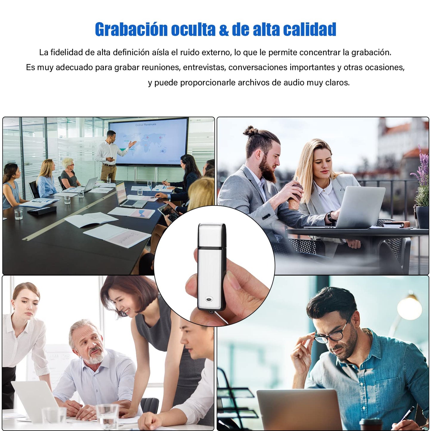 DEKITA Mini Grabadora de Voz Audio Microfono Espia USB Dura mas de 15 Horas, 8Gb