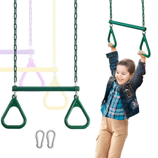 AB010004-2 - Barra de trapecio de 41,9 cm, accesorios para exteriores con cadenas revestidas de 47 pulgadas, 2 ganchos a presión (AB010004-2)