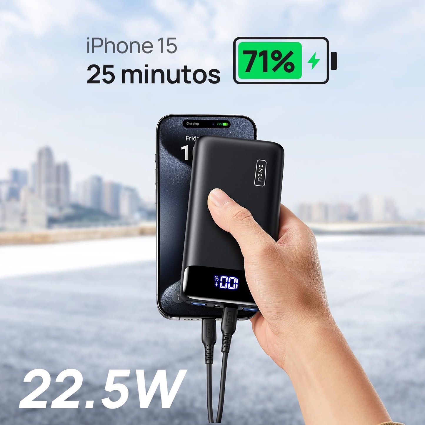 INIU Power Bank 20000mah, Bateria Portatil PD 22.5W Cargador Tipo C Carga Rapida, Cargador Portatil para iPhone 16 Pro Max 15 14 13 Mini, Samsung Galaxy, Xiaomi 15 Pro 14 Ultra, pixel, iPad, LG Tablet