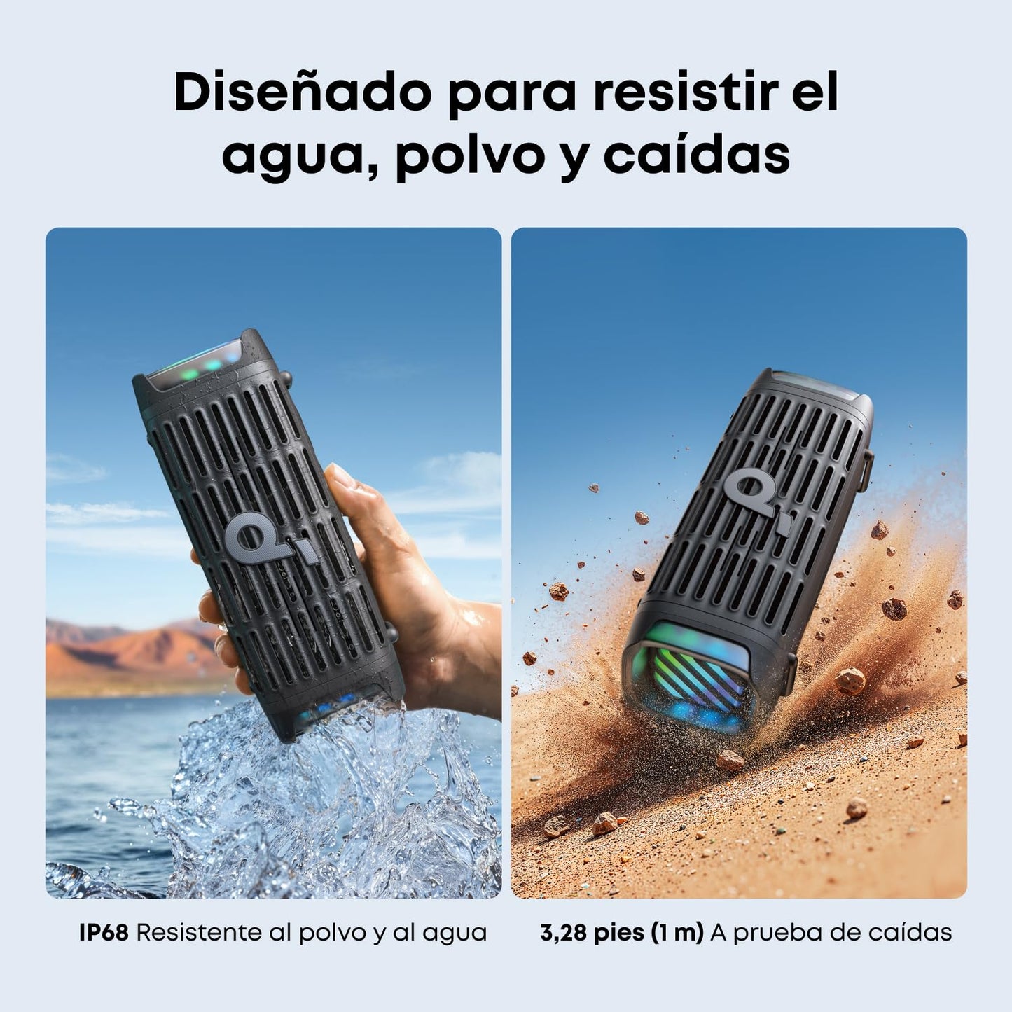 Soundcore by Anker Boom 3i Bocina Bluetooth Portatil 16h Batería, 50W Potencia, IP68 Flotante Resistente Agua Salada, BassUp 2.0, Bluetooth 5.3, TWS — Ideal para Pesca, Camping y Exteriores