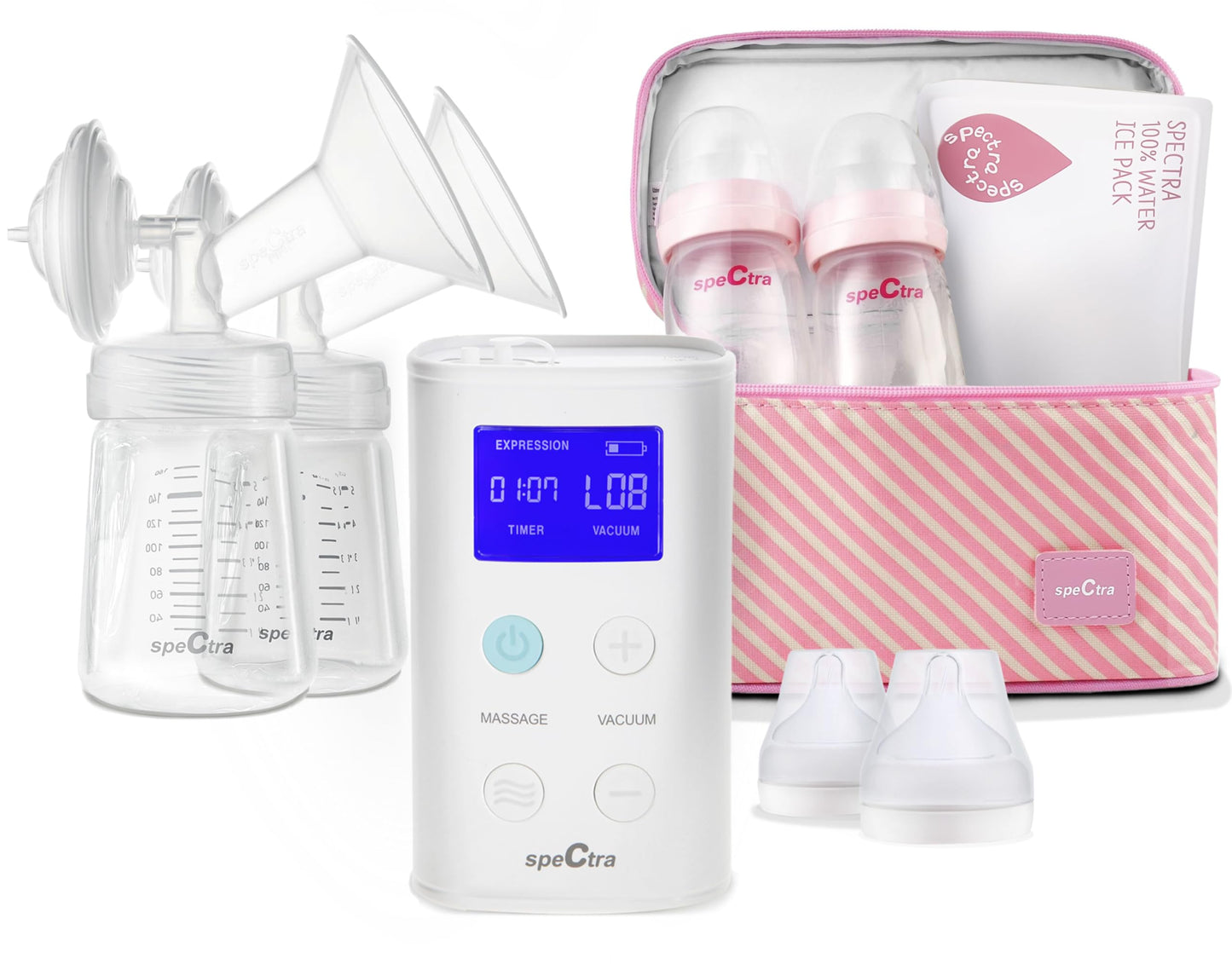 Extractor de Leche Eléctrico Doble Spectra 9 Plus Portátil con Hielera y Batería Recargable para Almacenamiento de Leche Materna