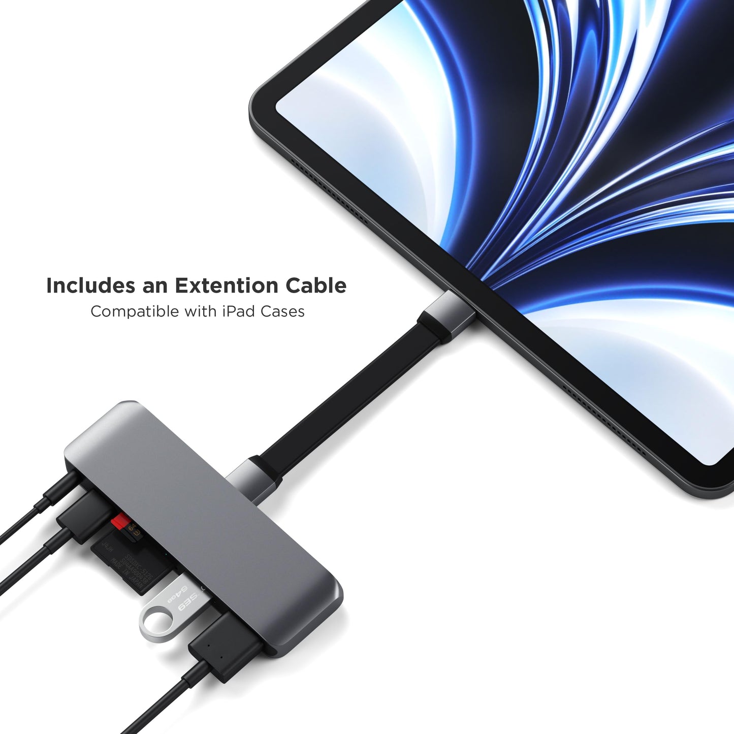 Adaptador SD Pro Móvil SATECHI Aluminio con Carga USB-C PD y HDMI 4K para iPad Pro, iPad Air, iPad Mini