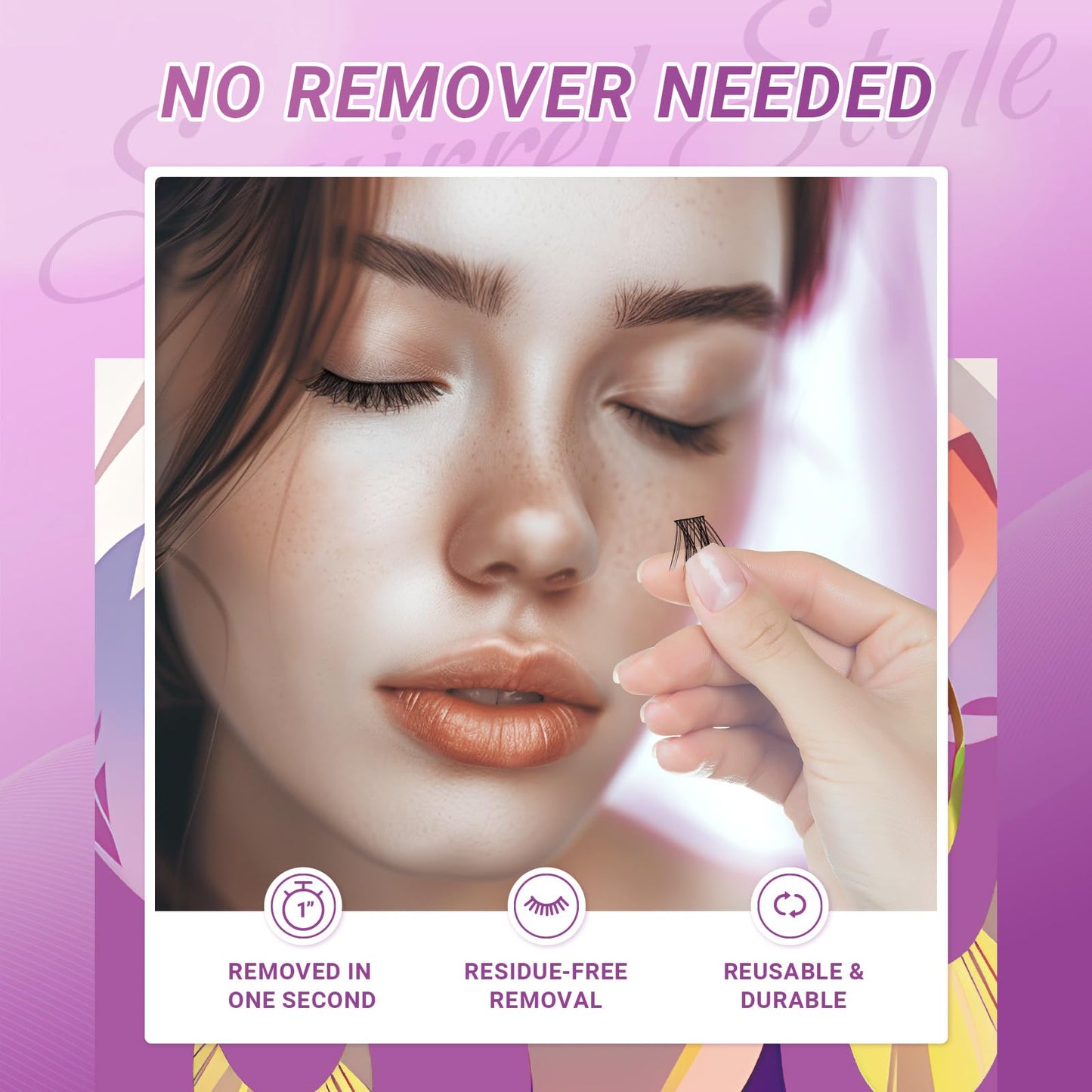 NAGARAKU Grupos De Pestañas Autoadhesivos Para 48 Pcs No Necesita Pegamento Ni Removedor Presión En Un Solo Paso Pestañas Reutilizables Prepegadas En Casa Estilo Ardilla (SA-19, 0.07 C Curl 12-14mm)