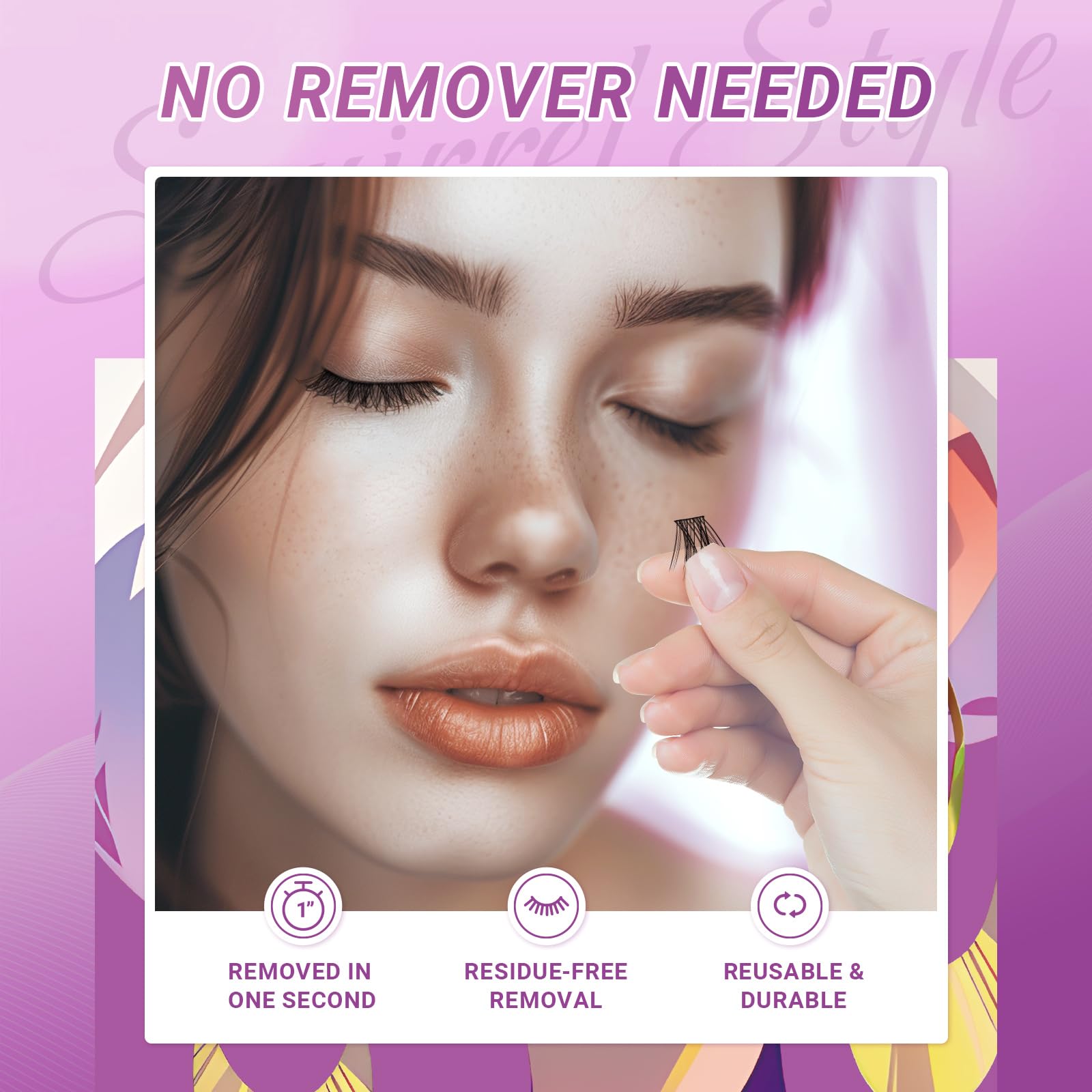 NAGARAKU Grupos De Pestañas Autoadhesivos Para 48 Pcs No Necesita Pegamento Ni Removedor Presión En Un Solo Paso Pestañas Reutilizables Prepegadas En Casa Estilo Ardilla (SA-19, 0.07 C Curl 12-14mm)