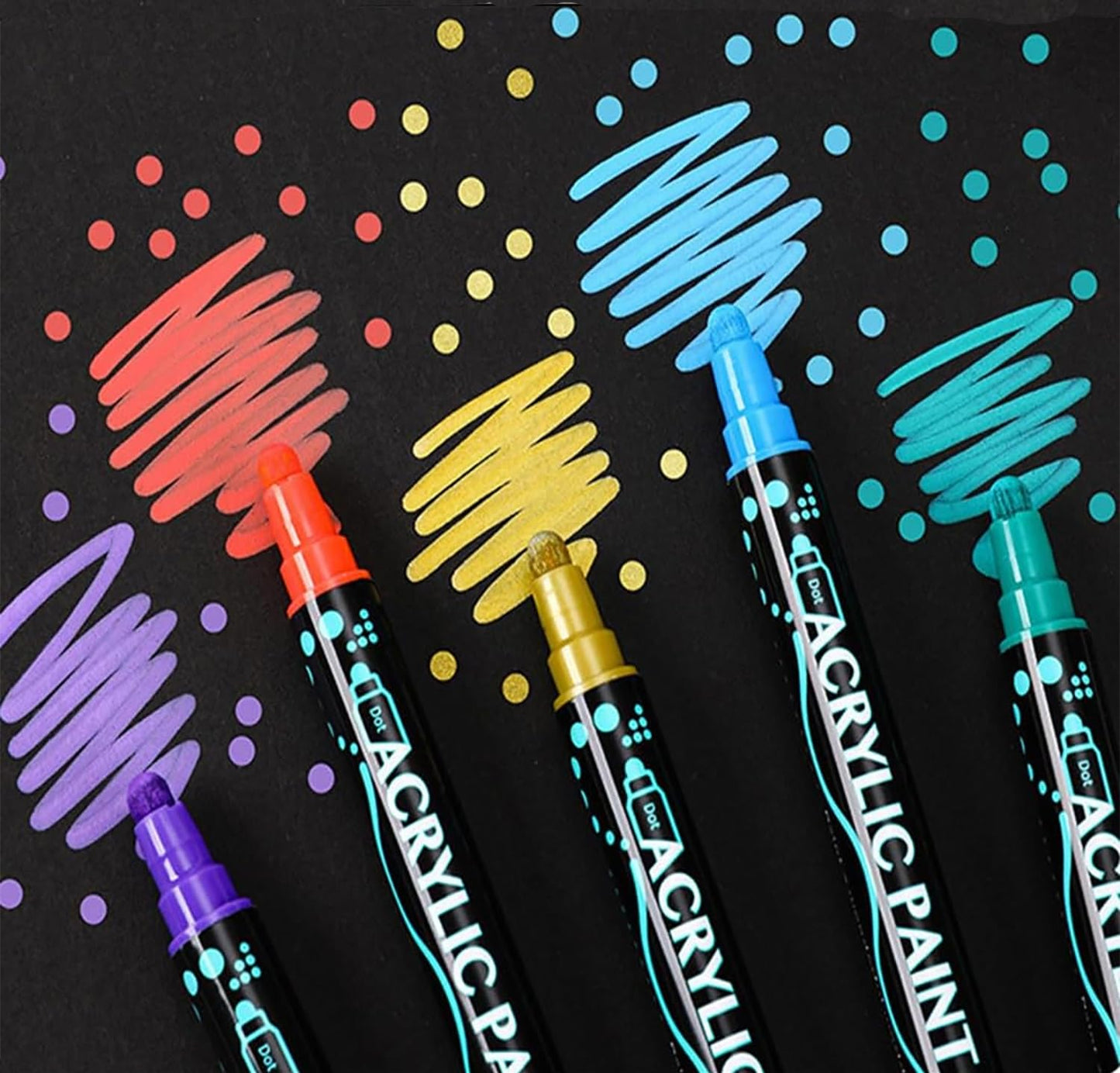 ADGIJNNOUW 36 Colores Plumones Acrilicos Doble Punta, Rotuladores Acrilicos, Resistente al Agua, Seguro, Acrylic Markers para Piedras, Cristal, Madera, Cerámica, Plastico, Huevos de Pascua