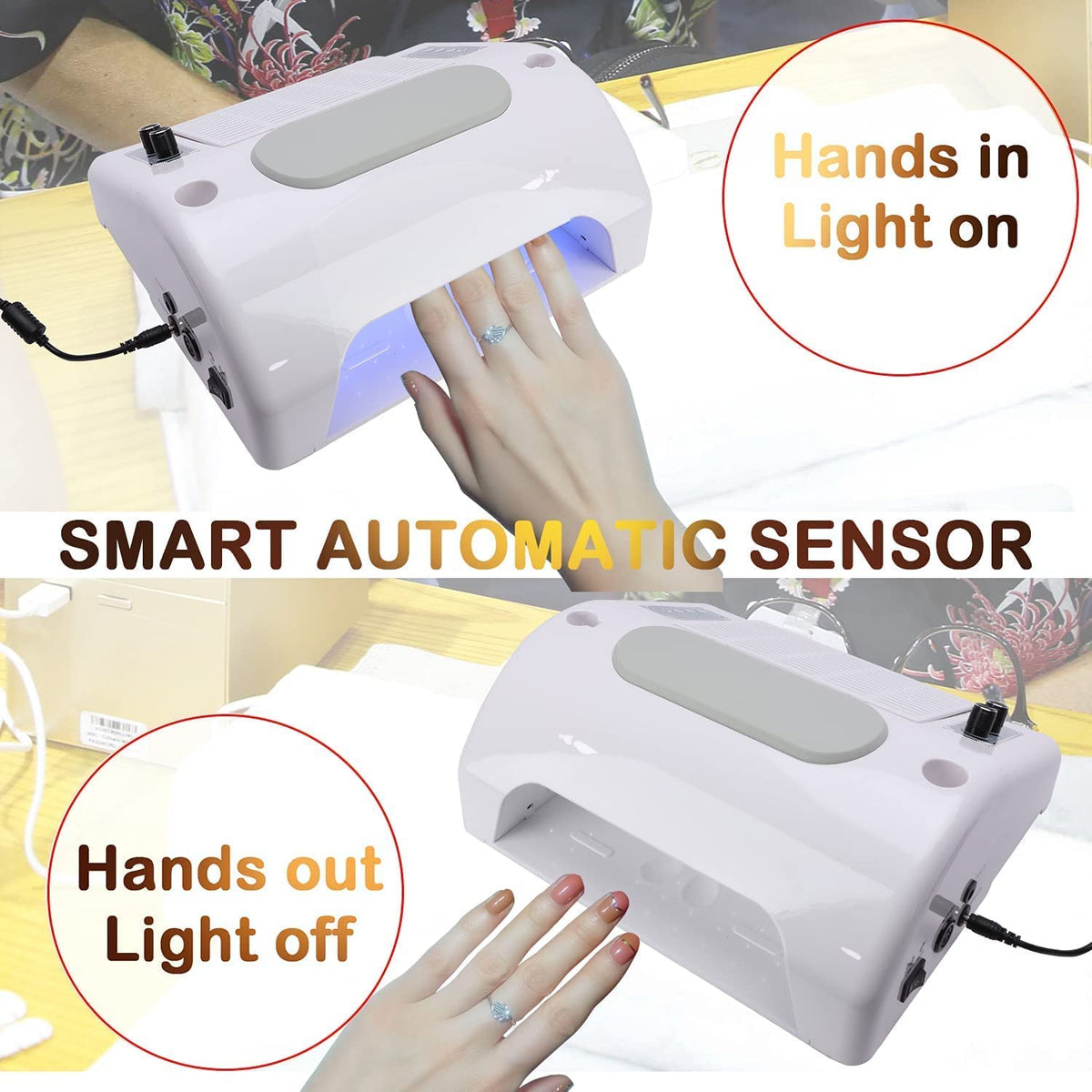 Máquina de Arte de Uñas Multifuncional Eléctrica con Taladro, Colector de Polvo, Lámpara de Secado UV de 48 W/96 W y Lámpara de Escritorio LED