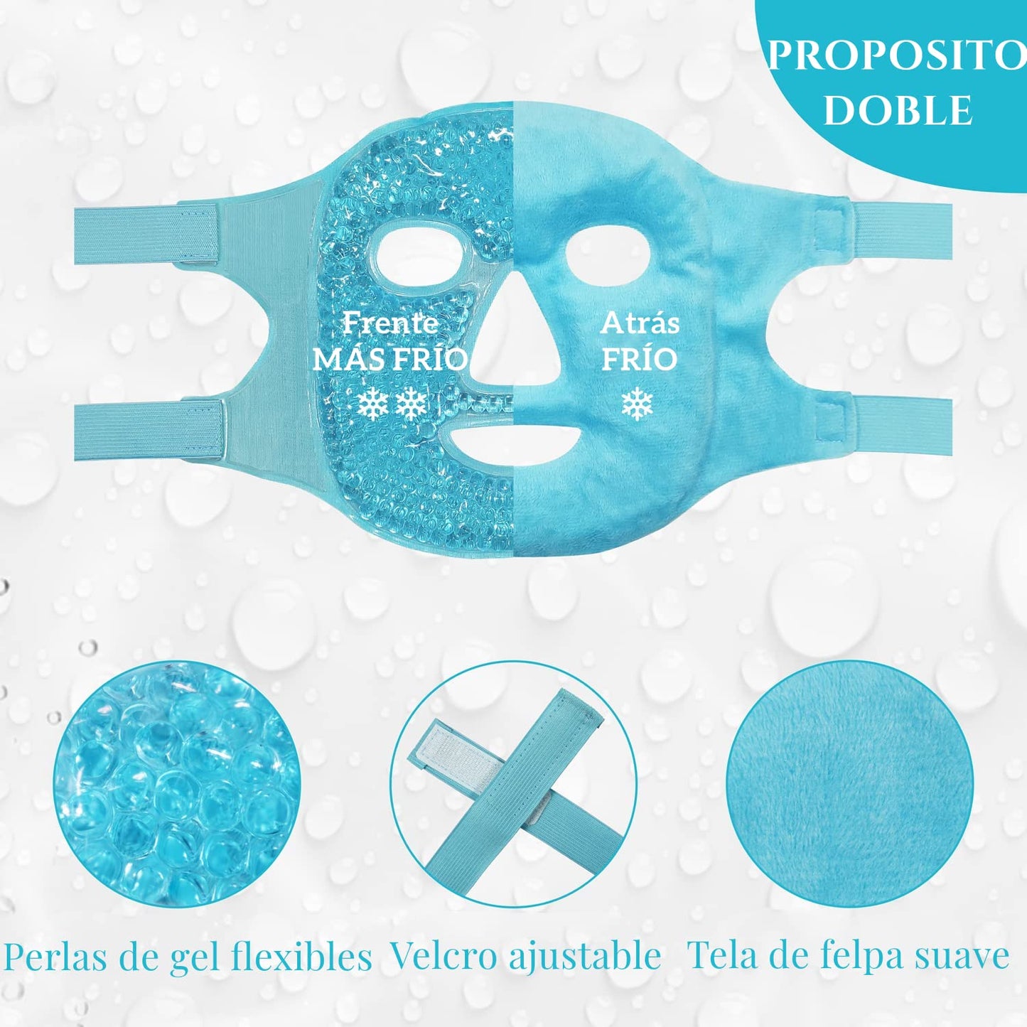 Shoonlo Mascara de Hielo para Cara, Mascarilla de Facial para Reducir Hinchazón, Las Ojeras, Migraña, Enrojecimiento, Antifaz de Fríos para Cuidado de la Piel, Compresa Fria y Caliente