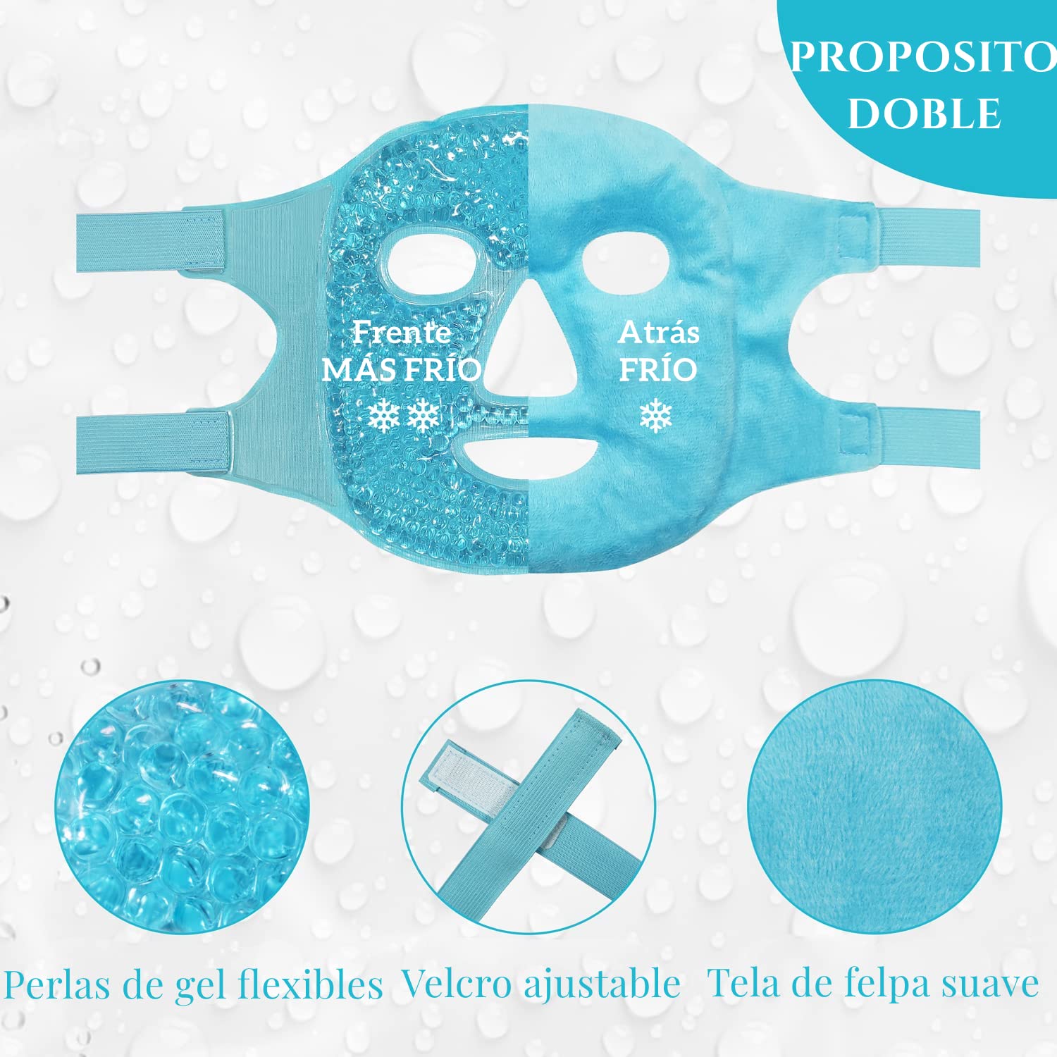 Shoonlo Mascara de Hielo para Cara, Mascarilla de Facial para Reducir Hinchazón, Las Ojeras, Migraña, Enrojecimiento, Antifaz de Fríos para Cuidado de la Piel, Compresa Fria y Caliente