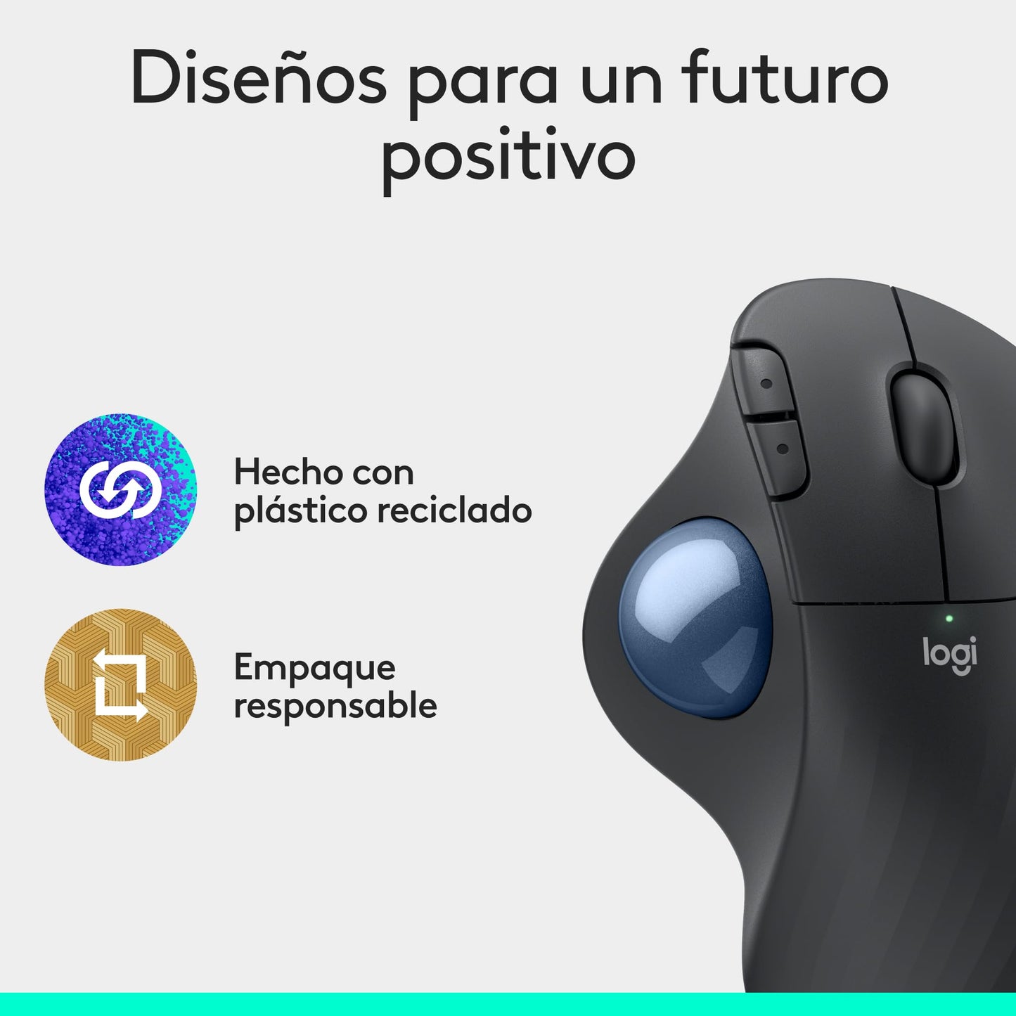 Logitech Ergo M575S Mouse inalámbrico con trackball, Mouse ergonómico inalámbrico con Bluetooth y dongle cifrado, Control cómodo con el Pulgar, Seguimiento preciso y Fluido, para PC/Mac - Grafito