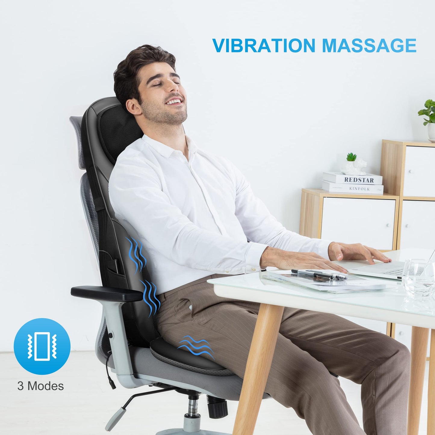 COMFIER Masajeador De Espalda Shiatsu Con Calor, Acolchado Profundo Y Almohadilla Para Silla De Masaje Rodante, Masajeador De Silla Para Uso Doméstico En La Oficina, Regalo Para Papá, Mamá