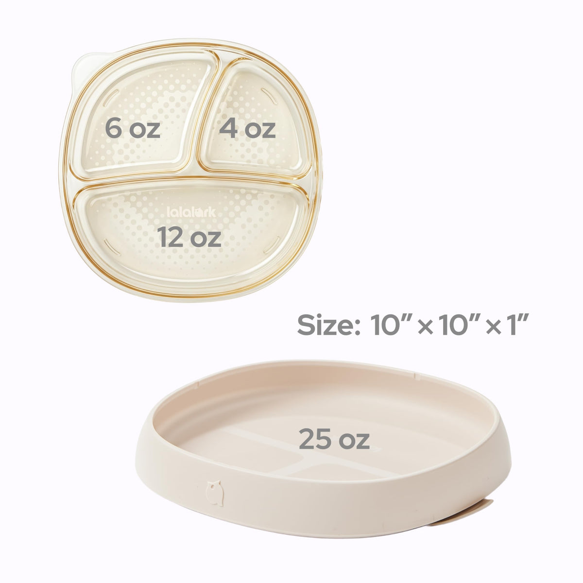 lalalark 3 en 1 - Platos de succión para bebés de grado biberón, platos divididos de silicona de diseño basado en escenarios para autoalimentación, sin BPA, resistentes al olor y a las manchas, aptos