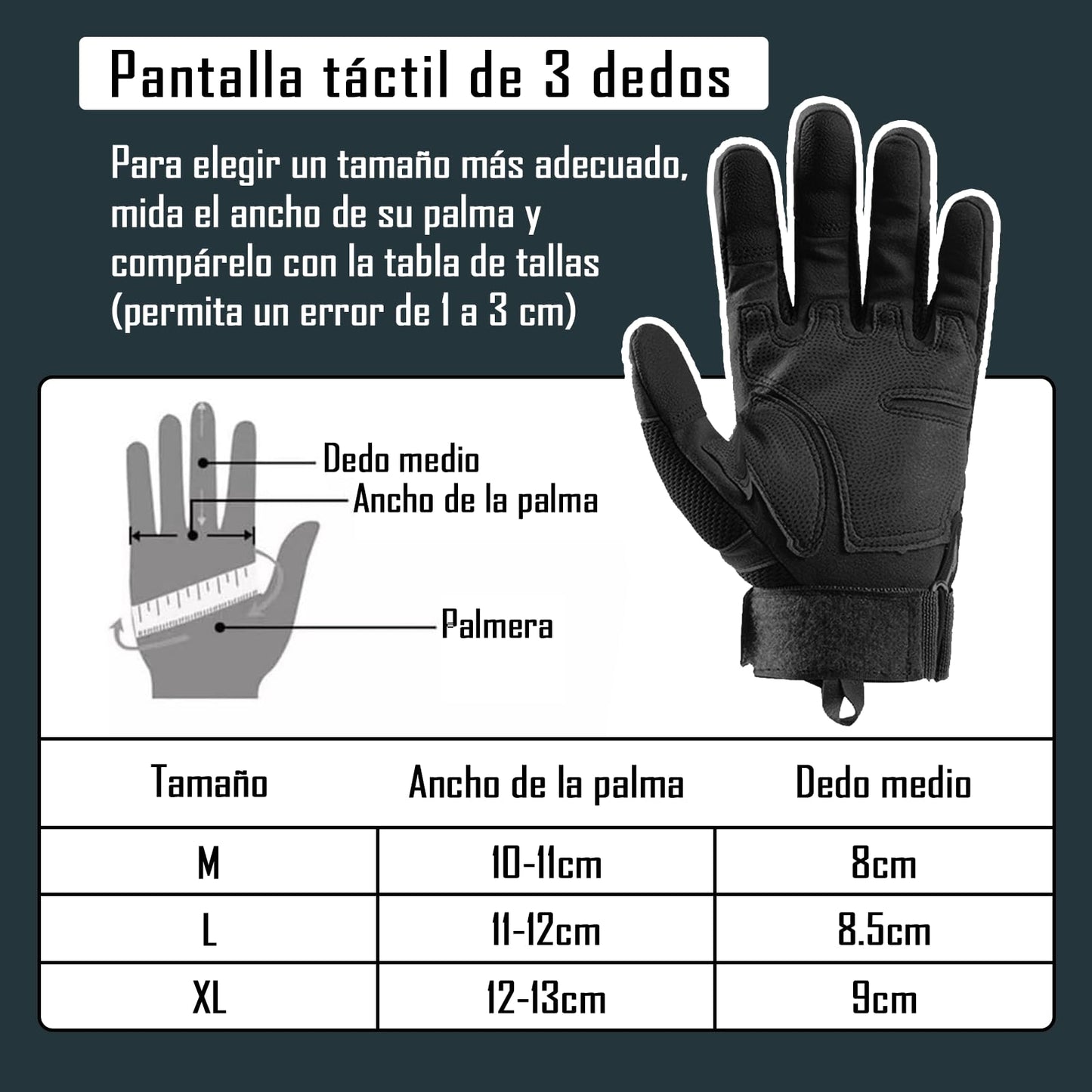 IOAGSVW Guantes de Moto Pantalla Táctil, Antideslizantes de Guantes Tácticos para Hombres, Protección de Nudillos y Dedos Táctiles, para Ciclismo, Motocicleta, Escalada, Senderismo (Negro, Medium)
