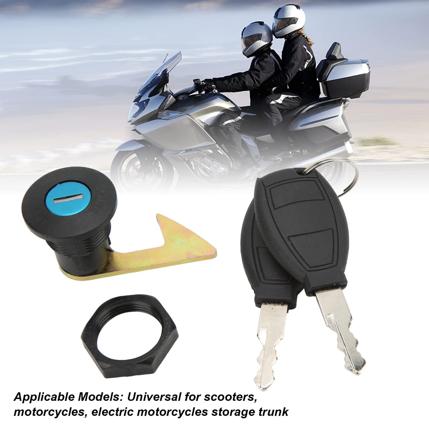 Cerradura de Maletero Akozon Negro Universal para Scooter y Motocicleta Eléctrica