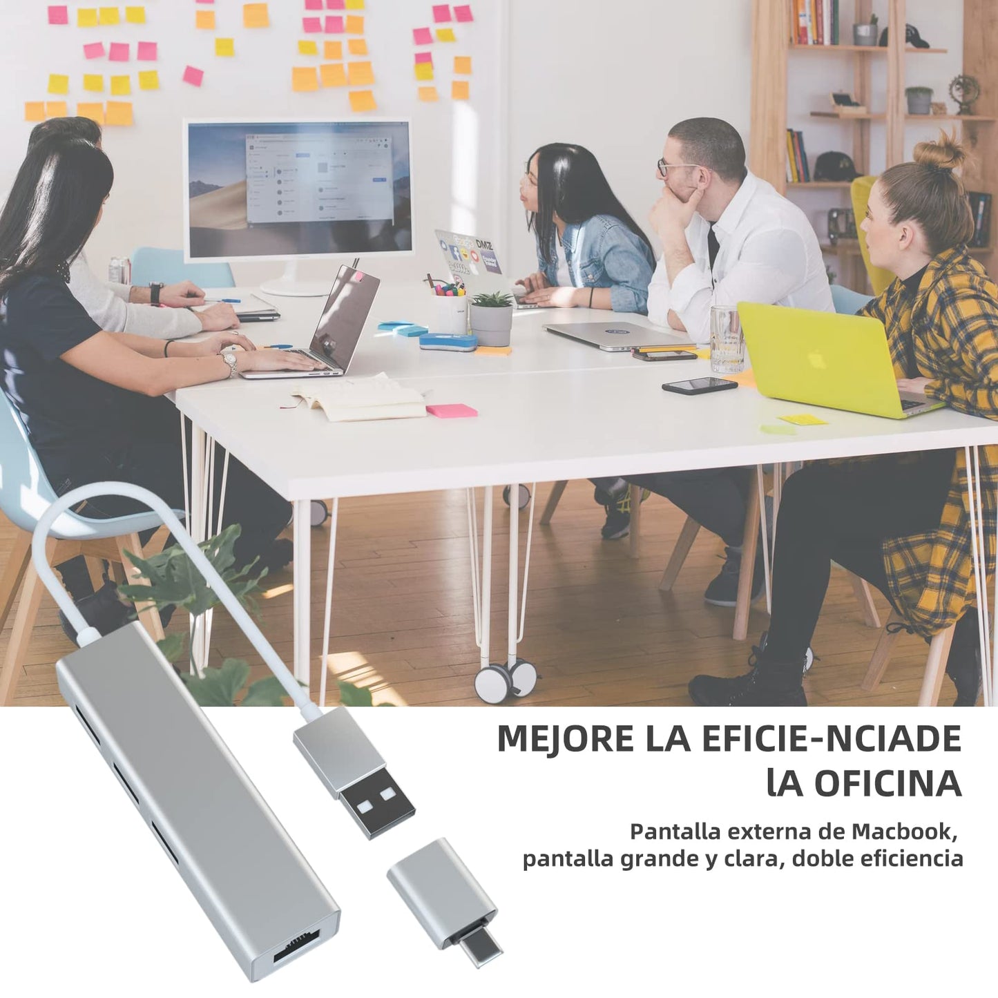 Adaptador USB Ethernet Qzgyoool con USB C y Hub 4 en 1 para PC y Mac