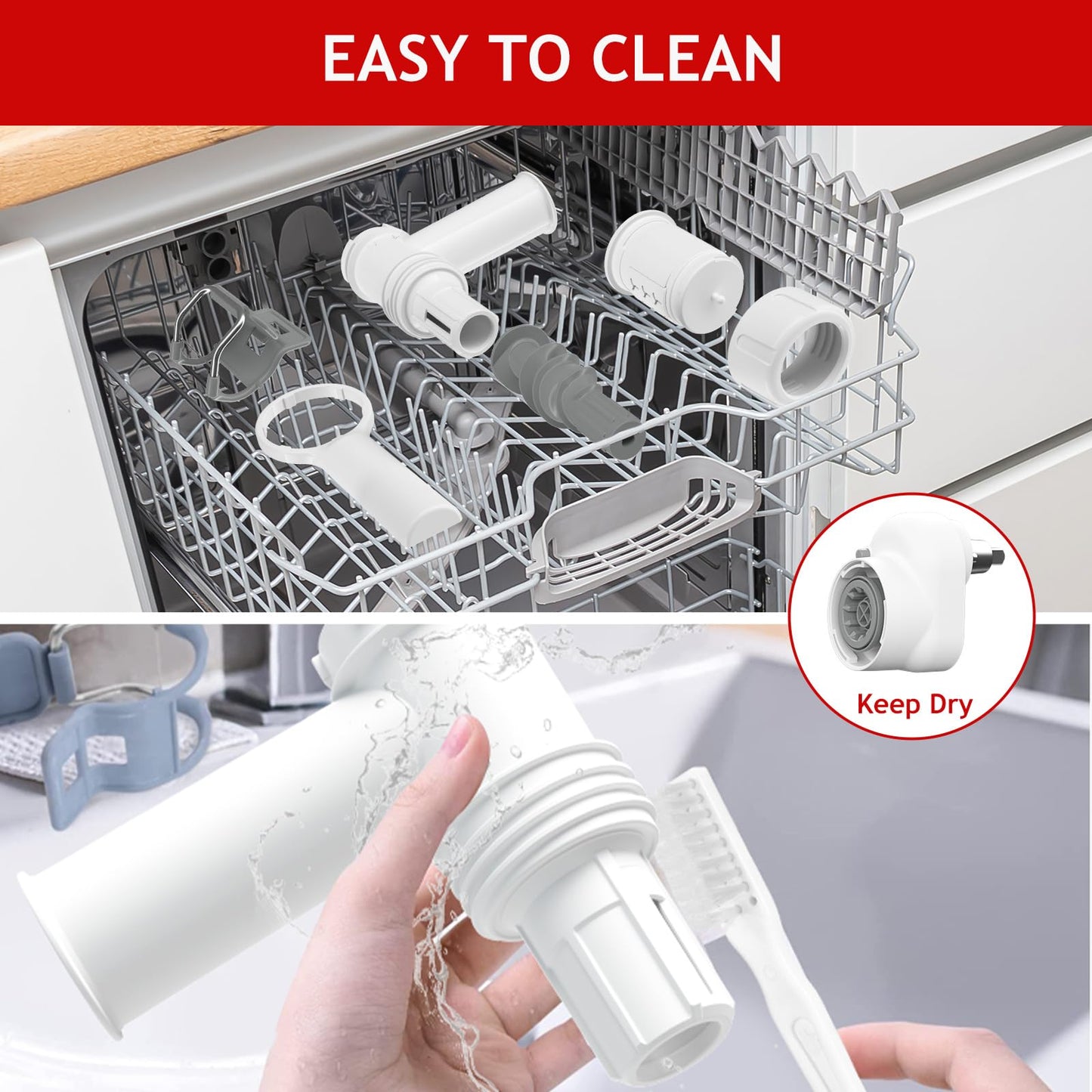 Accesorio para Máquina de Pasta Kitchenaid Acero Inoxidable con Seis Formas de Salida, apto para Lavaplatos
